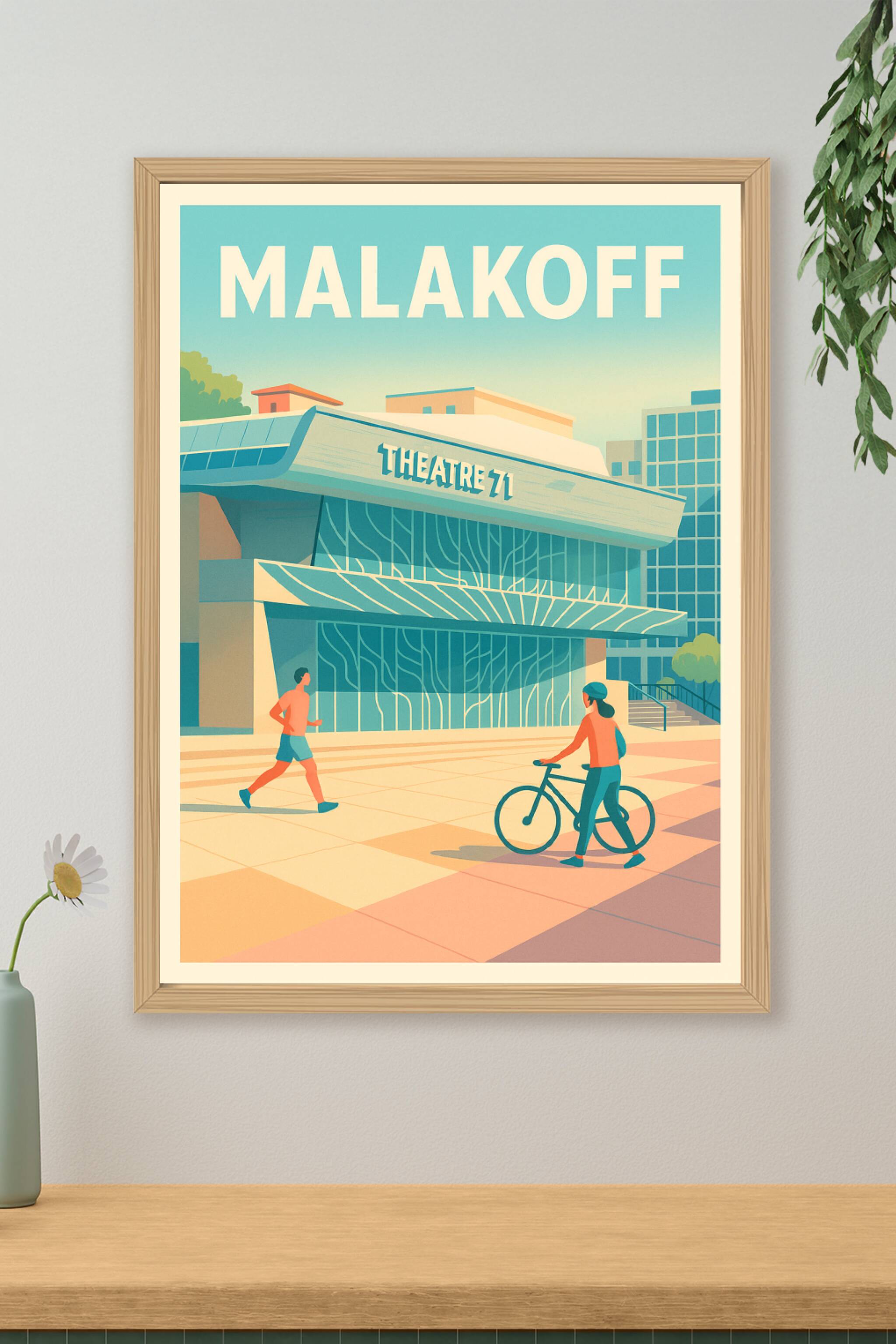 Affiche Malakoff — L'esprit dynamique du Théâtre 71 · poster d'art de Malakoff
