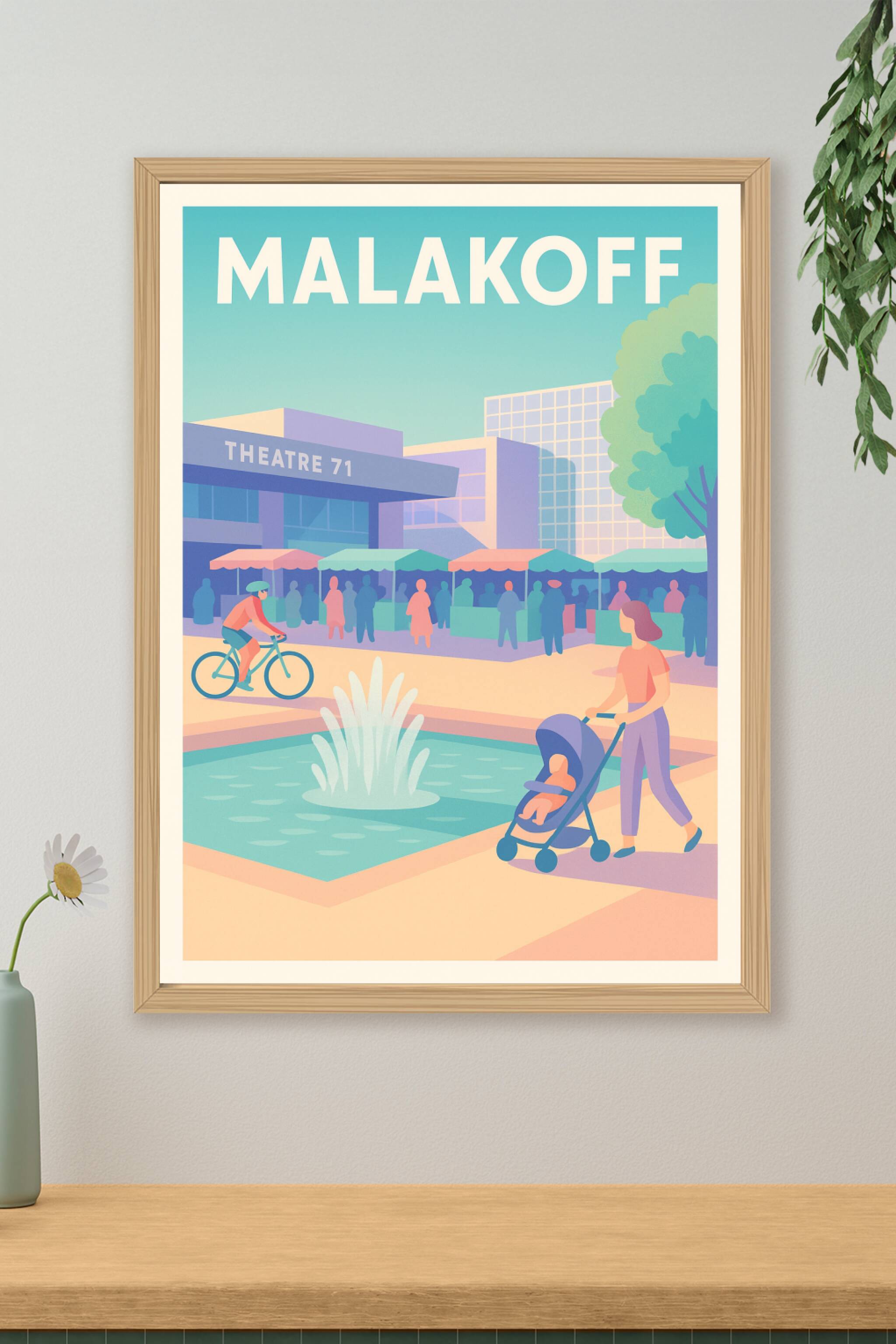 Affiche Malakoff — Vie urbaine et convivialité au Théâtre 71 · poster d'art de Malakoff