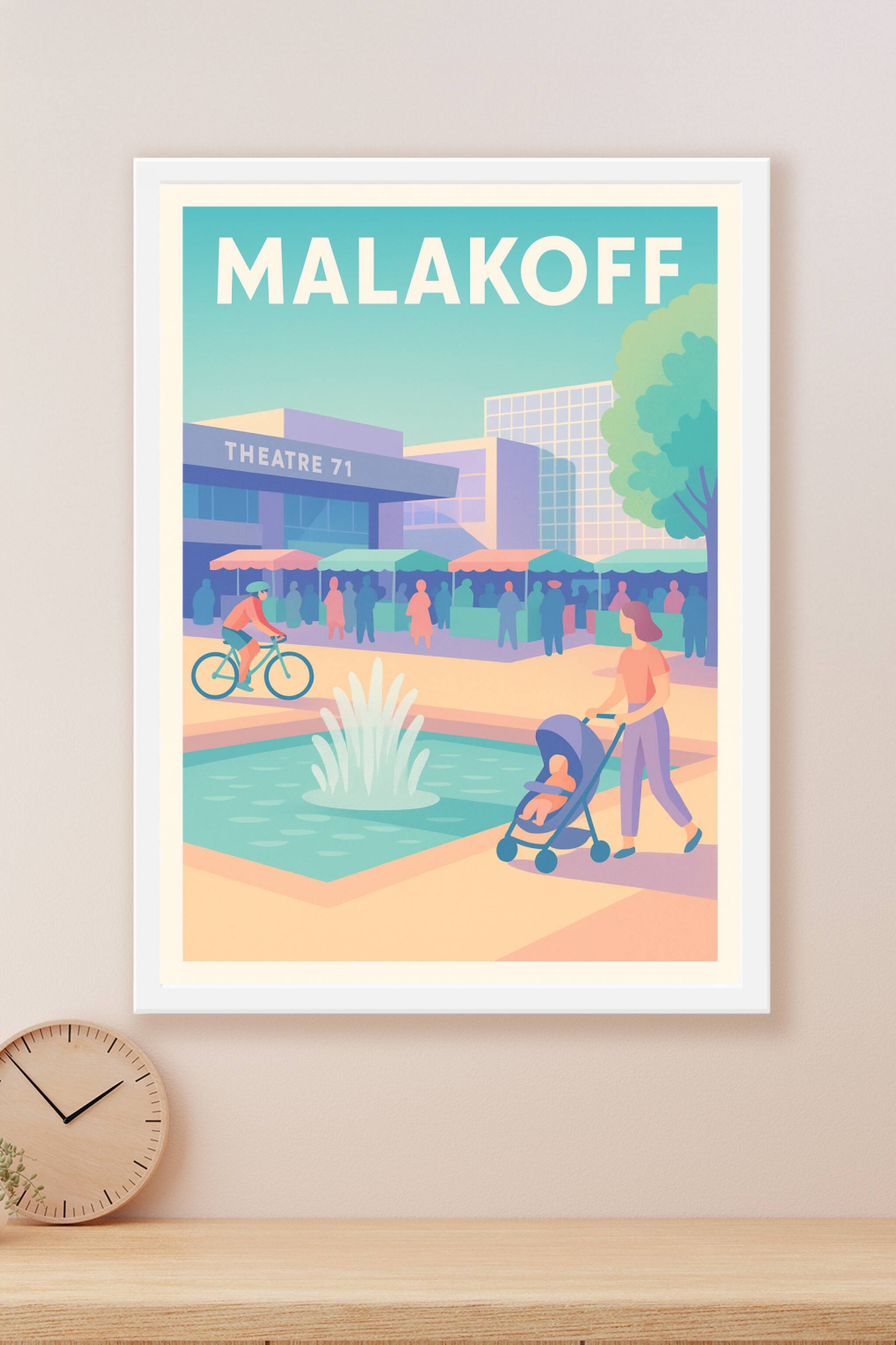 Affiche Malakoff — Vie urbaine et convivialité au Théâtre 71 · poster d'art de Malakoff