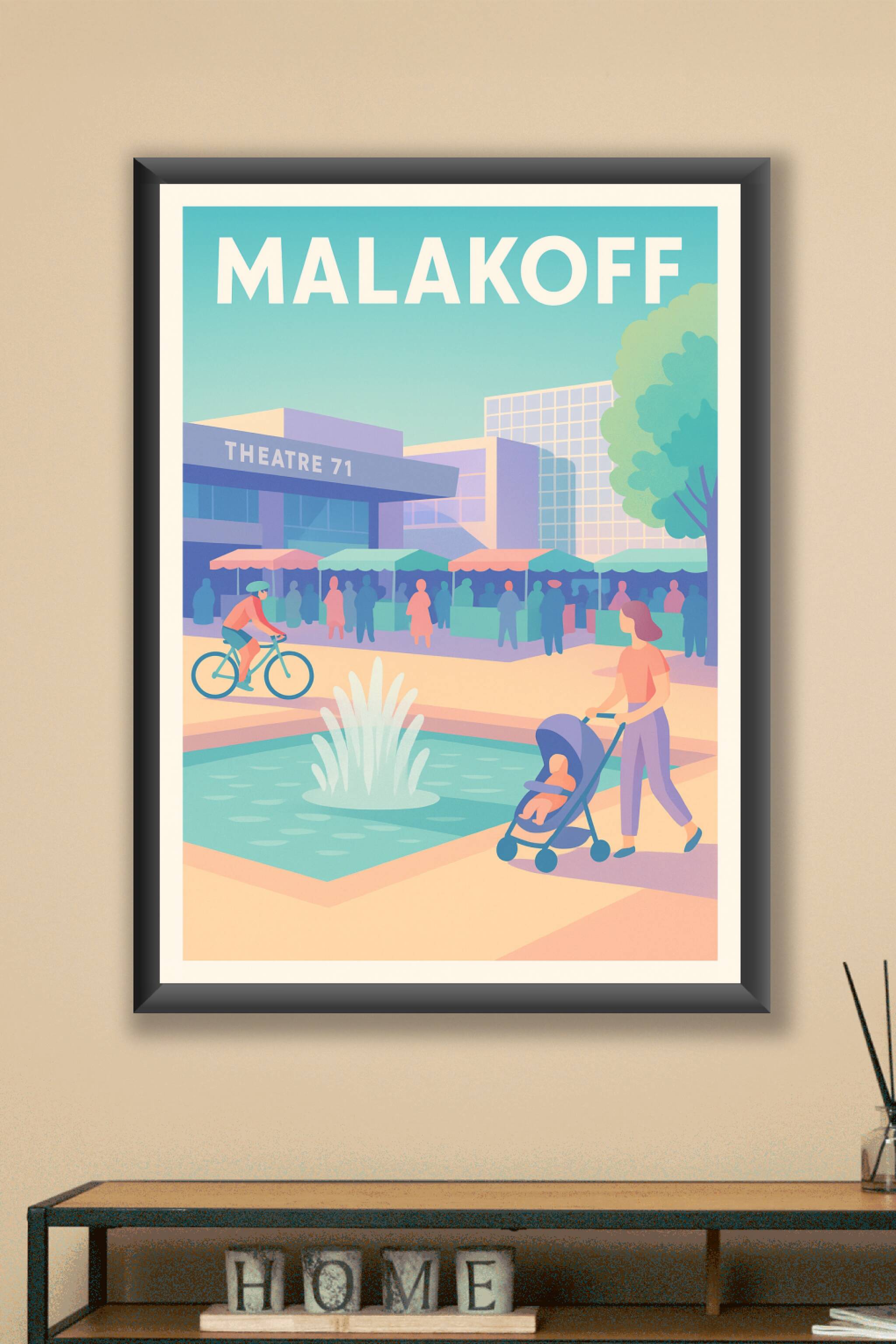 Affiche Malakoff — Vie urbaine et convivialité au Théâtre 71 · poster d'art de Malakoff