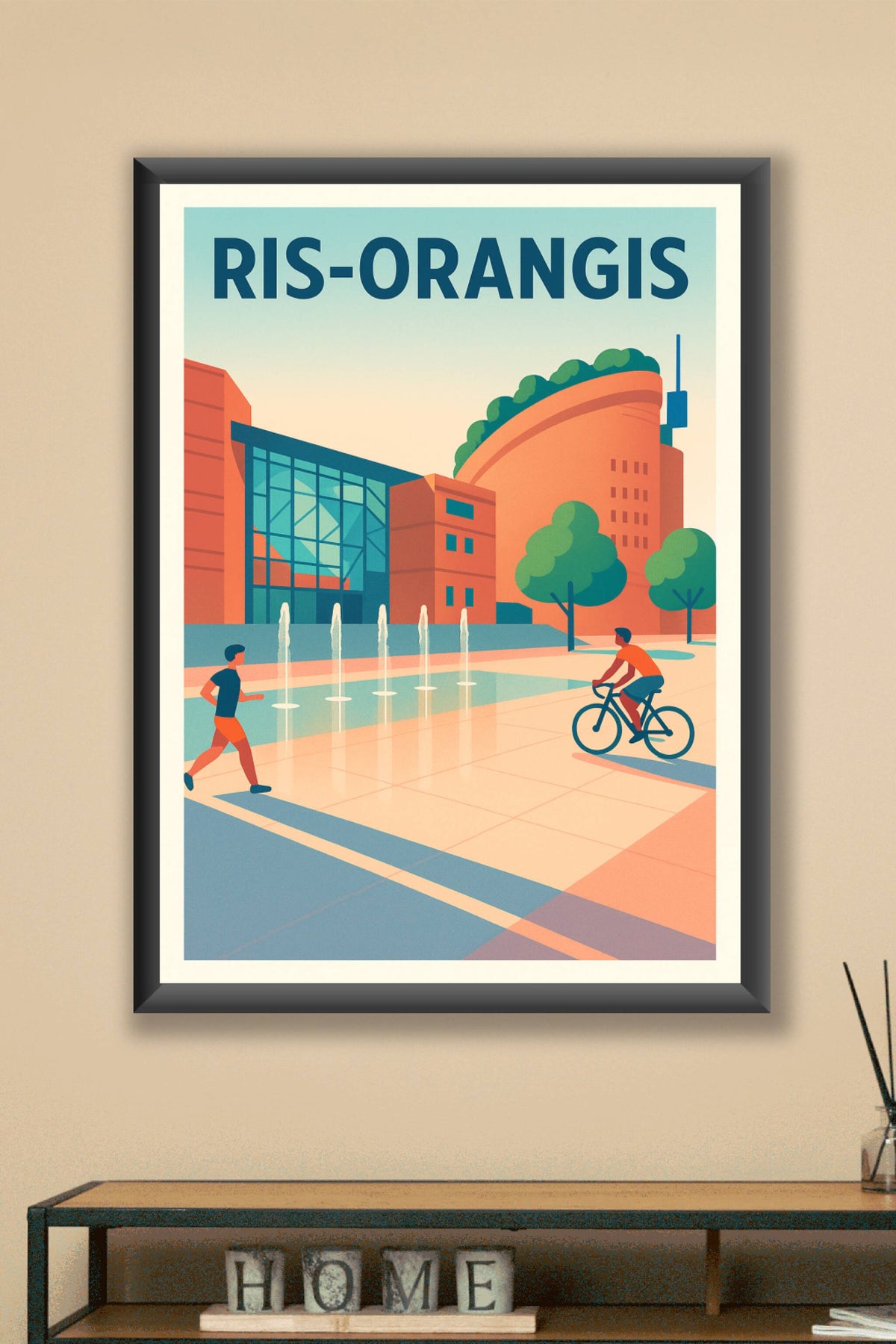 Affiche Ris-Orangis — Vie urbaine et détente en plein air · poster d'art de Ris-Orangis