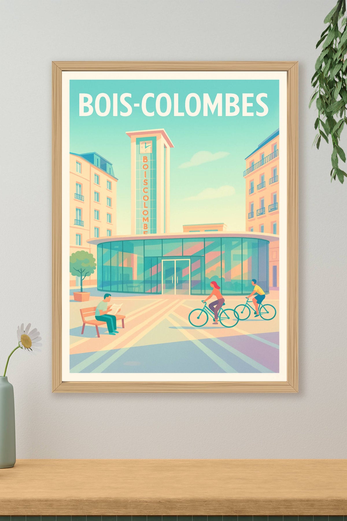 Affiche Bois-Colombes — Douceur urbaine en lumière pastel · poster d'art de Bois-Colombes
