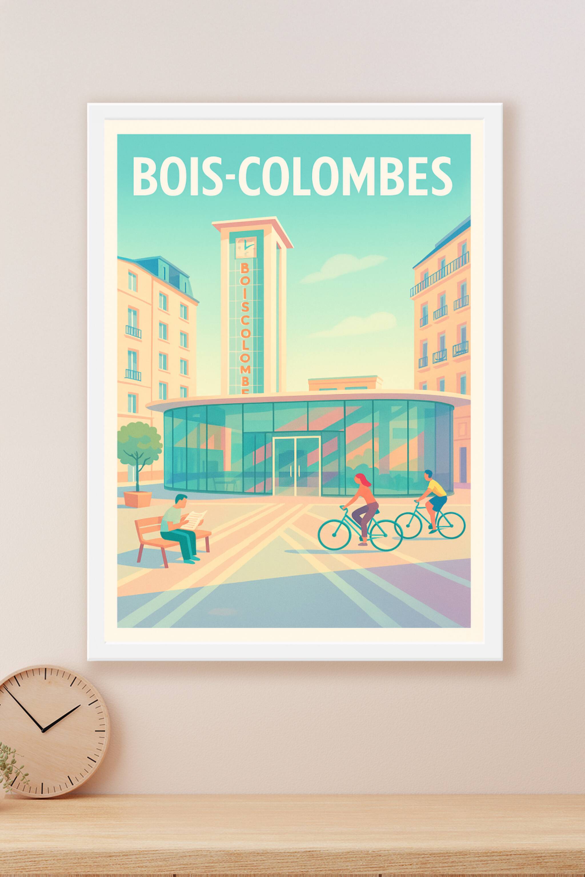 Affiche Bois-Colombes — Douceur urbaine en lumière pastel · poster d'art de Bois-Colombes