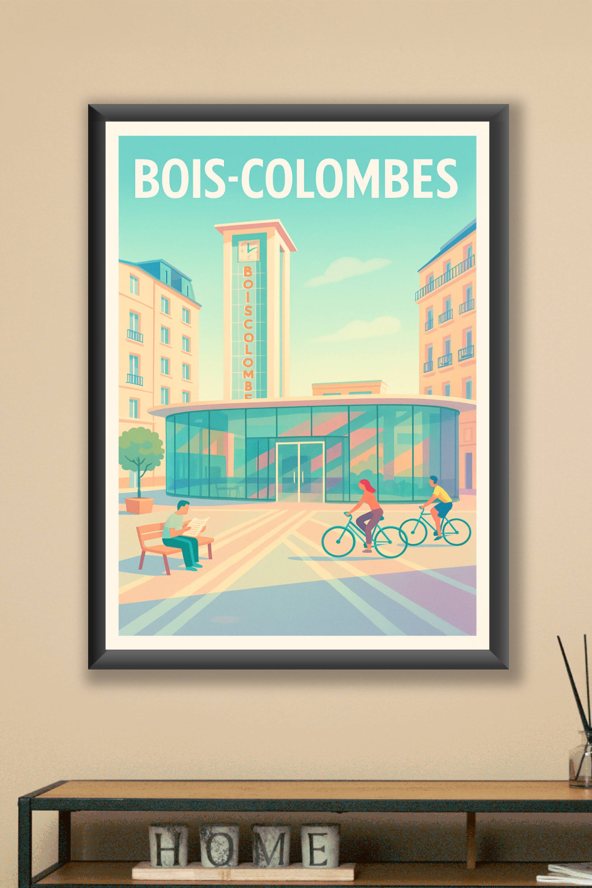 Affiche Bois-Colombes — Douceur urbaine en lumière pastel · poster d'art de Bois-Colombes