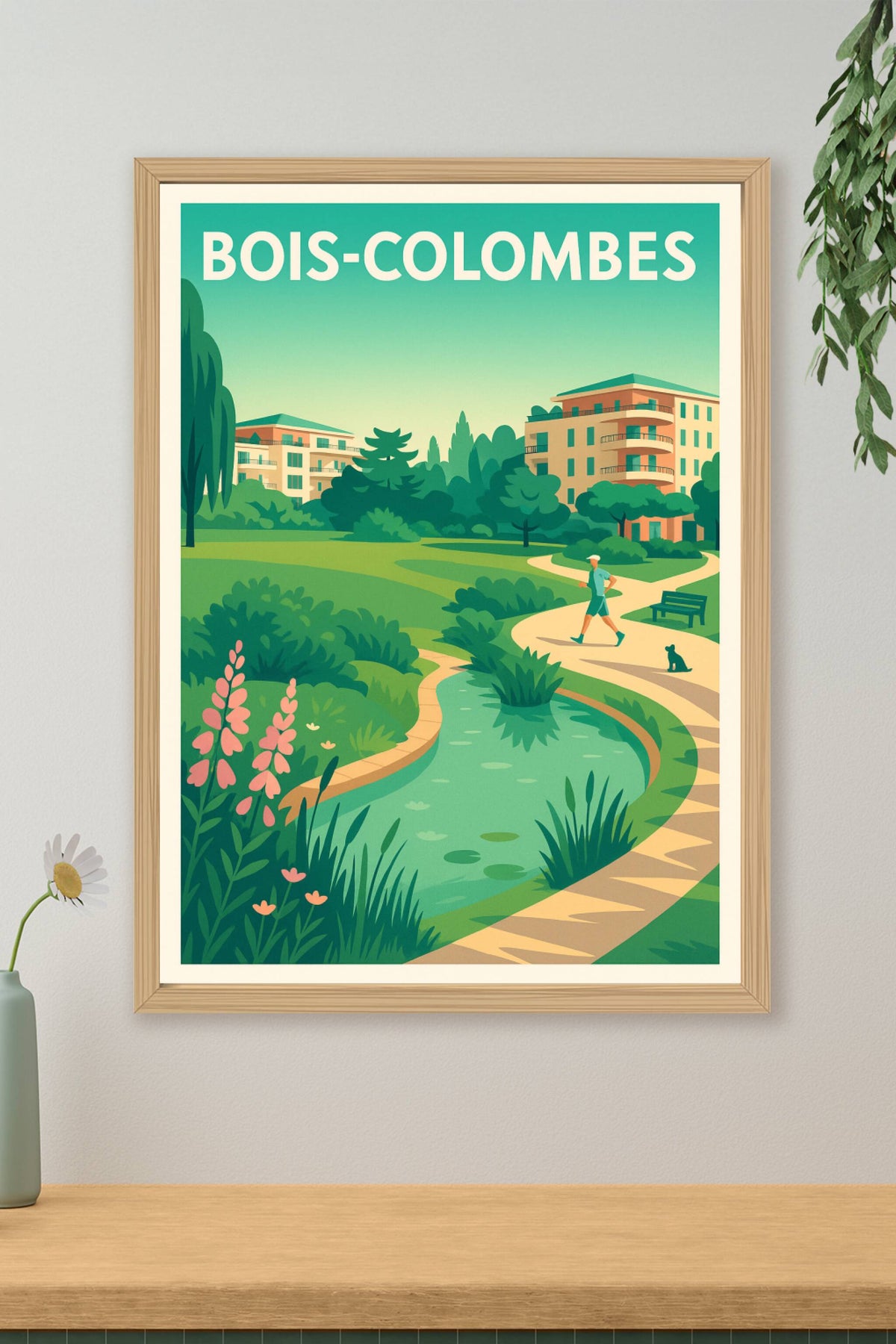 Affiche Bois-Colombes — Évasion nature urbaine · poster d'art de Bois-Colombes