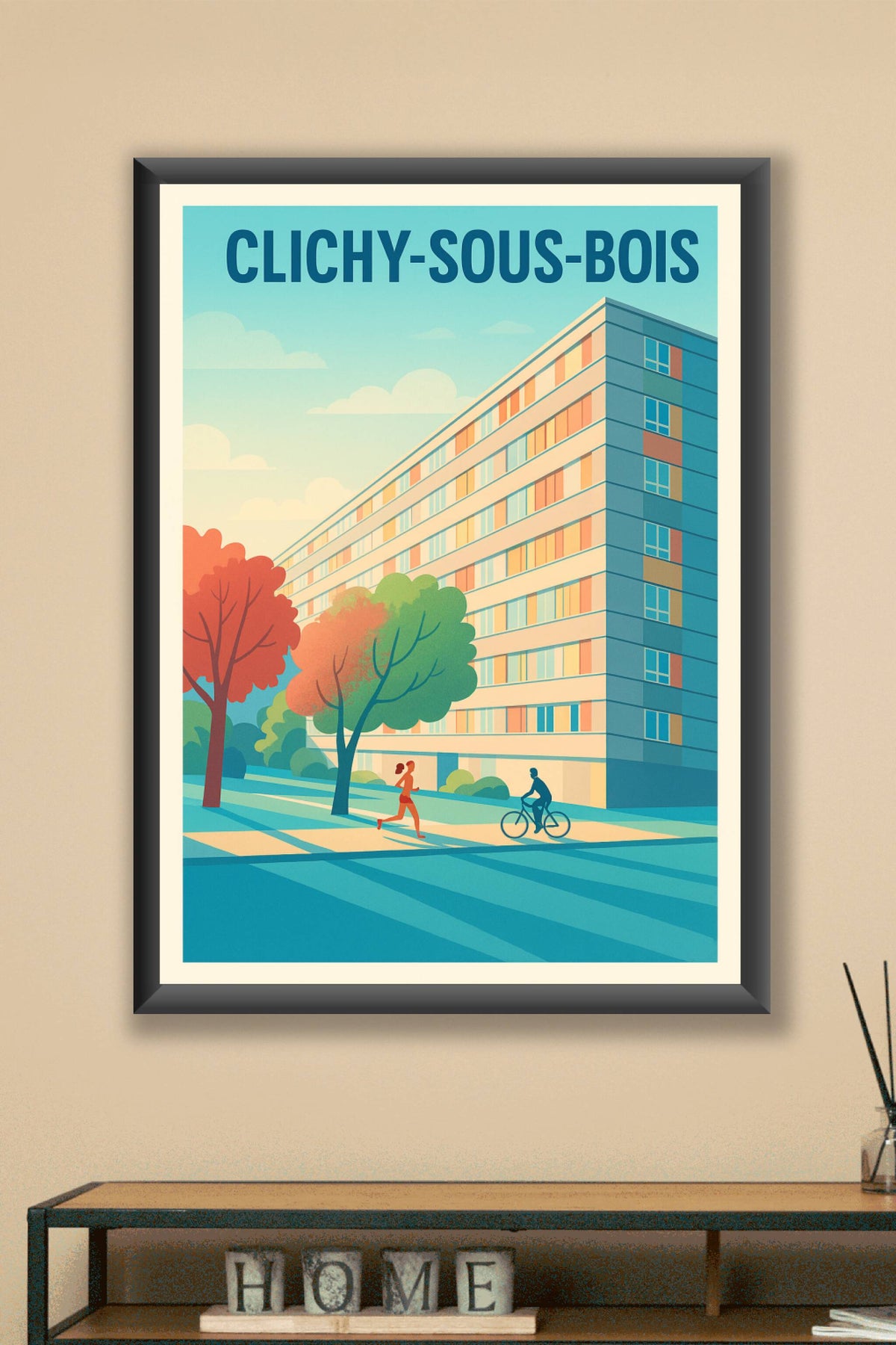 Affiche Clichy-sous-Bois — Charme urbain et quotidien paisible · poster d'art de Clichy-sous-Bois