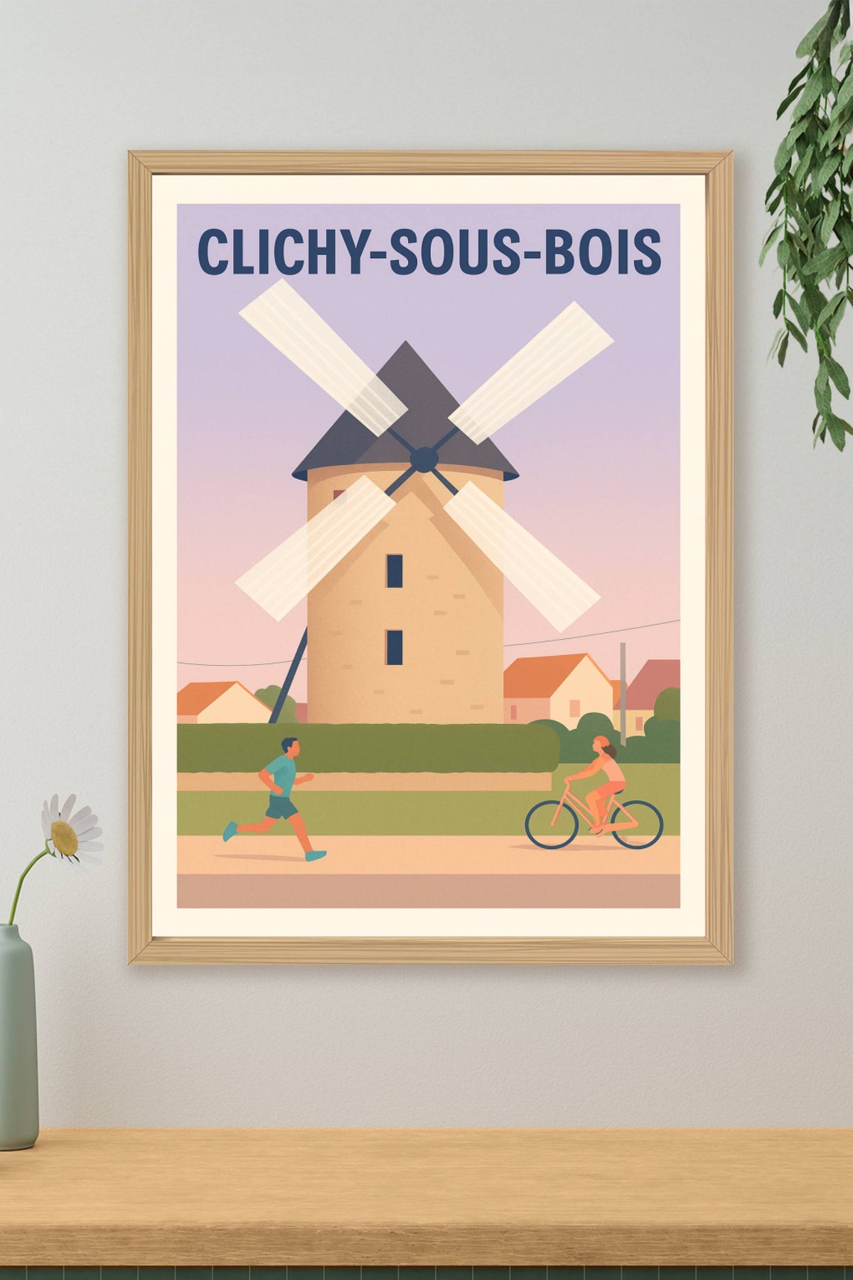 Affiche Clichy-sous-Bois — Charme Bucolique au Moulin · poster d'art de Clichy-sous-Bois