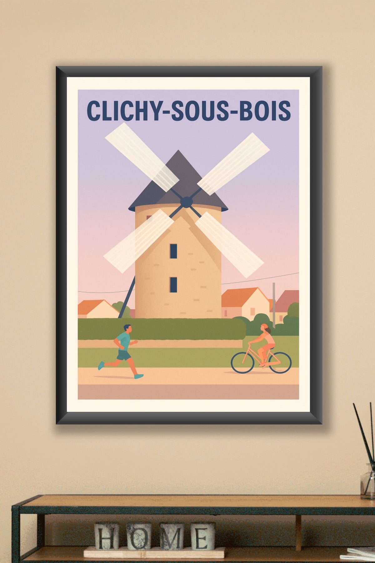 Affiche Clichy-sous-Bois — Charme Bucolique au Moulin · poster d'art de Clichy-sous-Bois