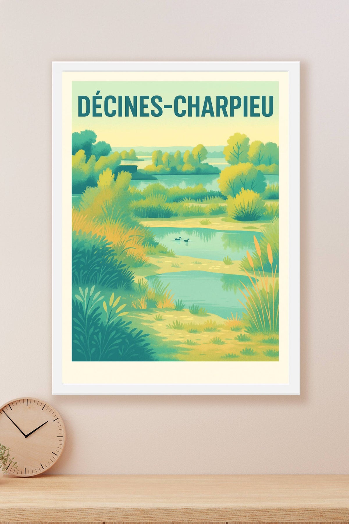 Affiche Décines-Charpieu — Nature et Sérénité au Bord de l'eau · poster d'art de Décines-Charpieu