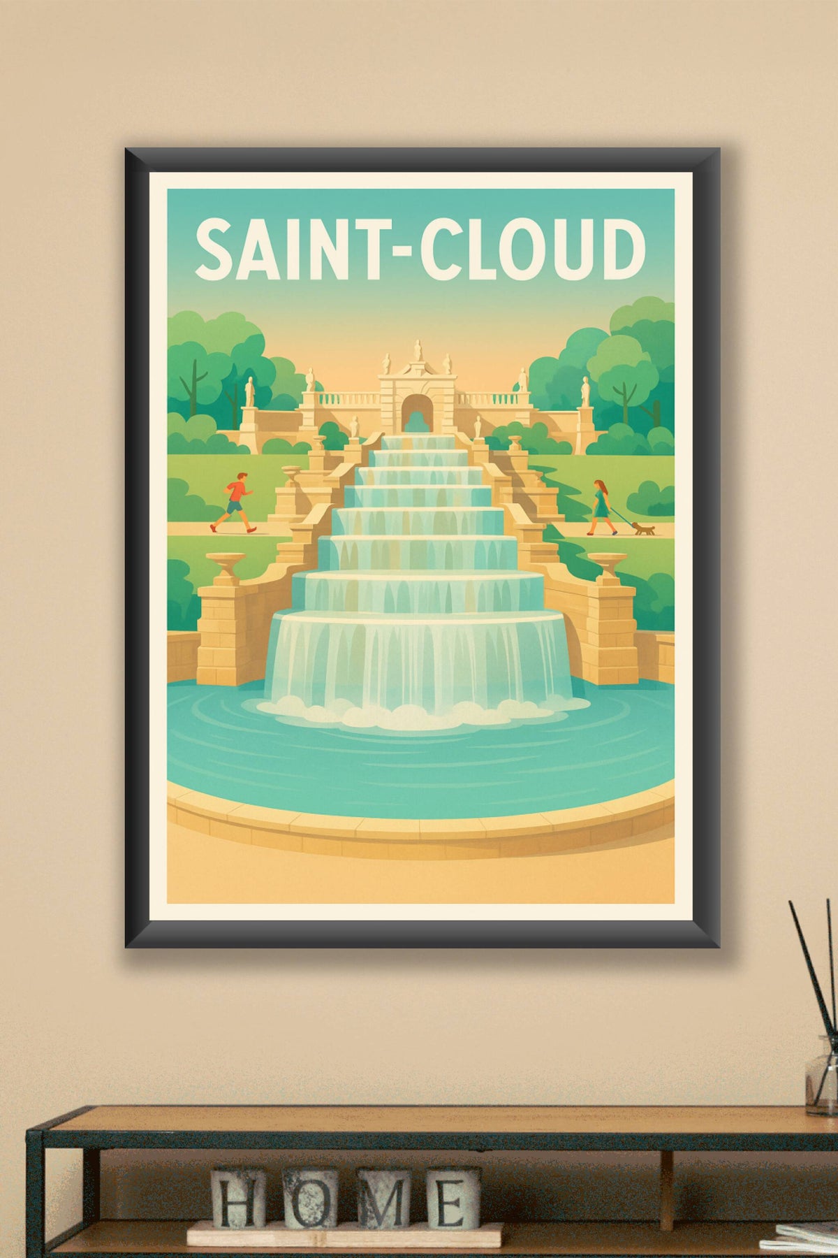 Affiche Saint-Cloud — L'élégance de la cascade majestueuse · poster d'art de Saint-Cloud