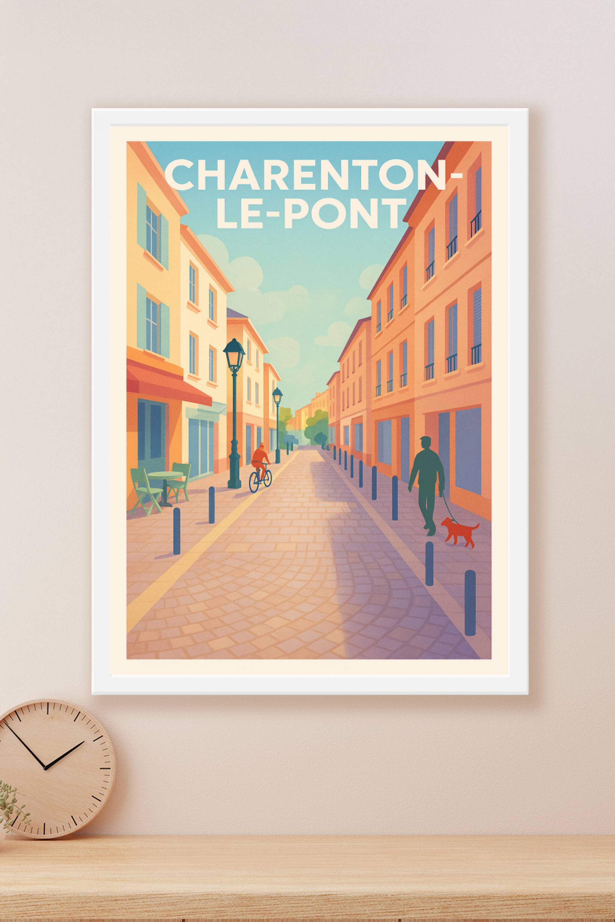 Affiche Charenton-le-Pont — Promenade paisible au cœur de la ville · poster d'art de Charenton-le-Pont