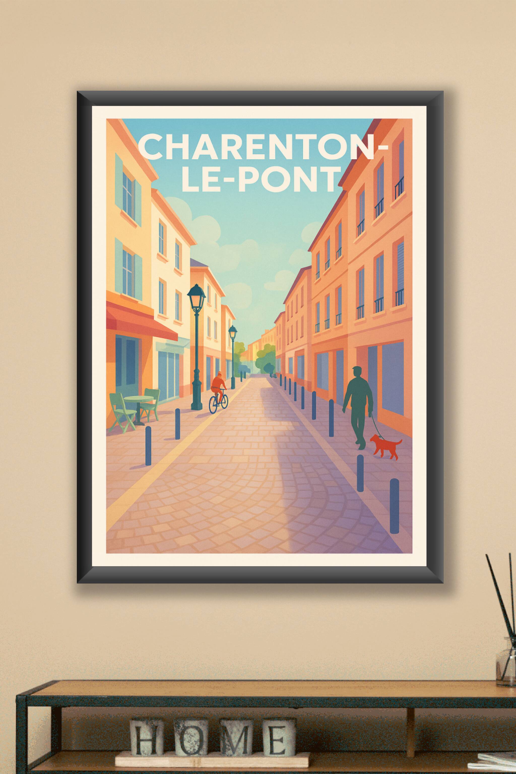 Affiche Charenton-le-Pont — Promenade paisible au cœur de la ville · poster d'art de Charenton-le-Pont