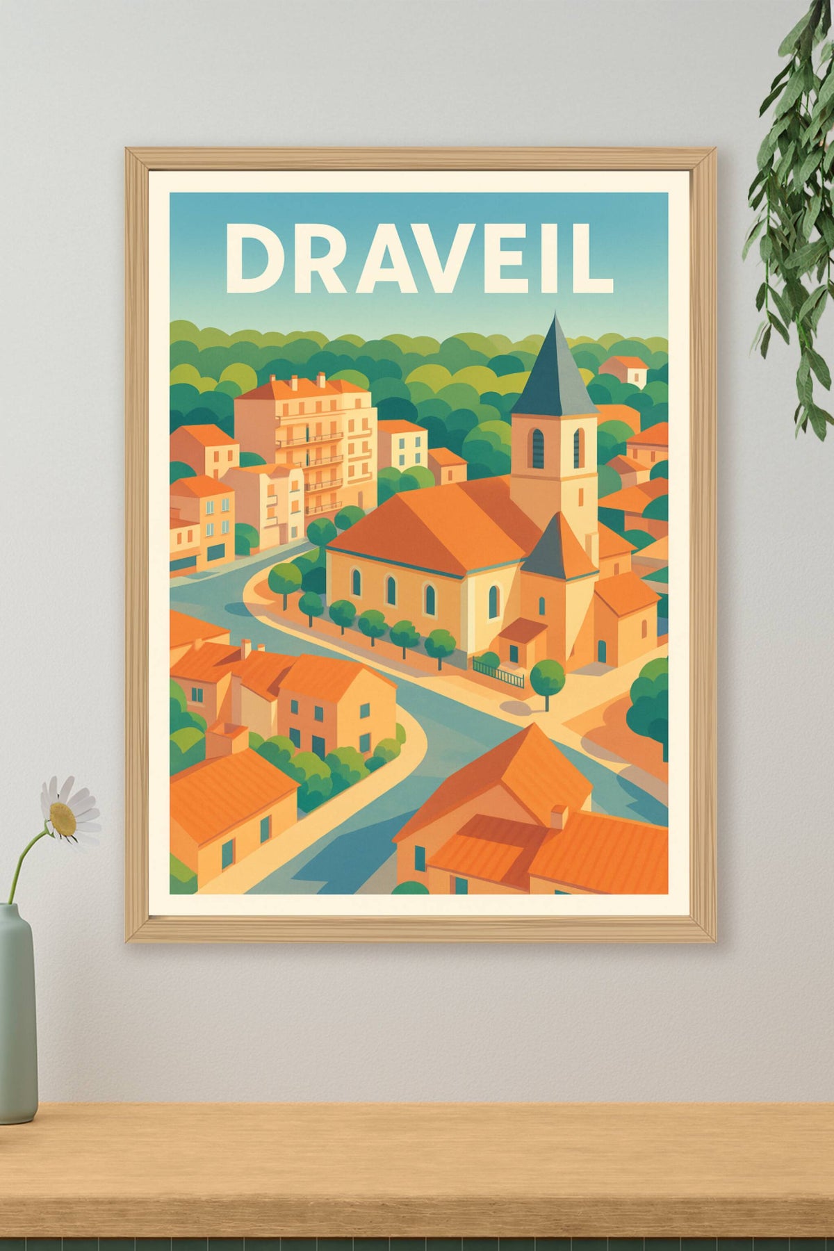 Affiche Draveil — Charme et harmonie villageoise · poster d'art de Draveil