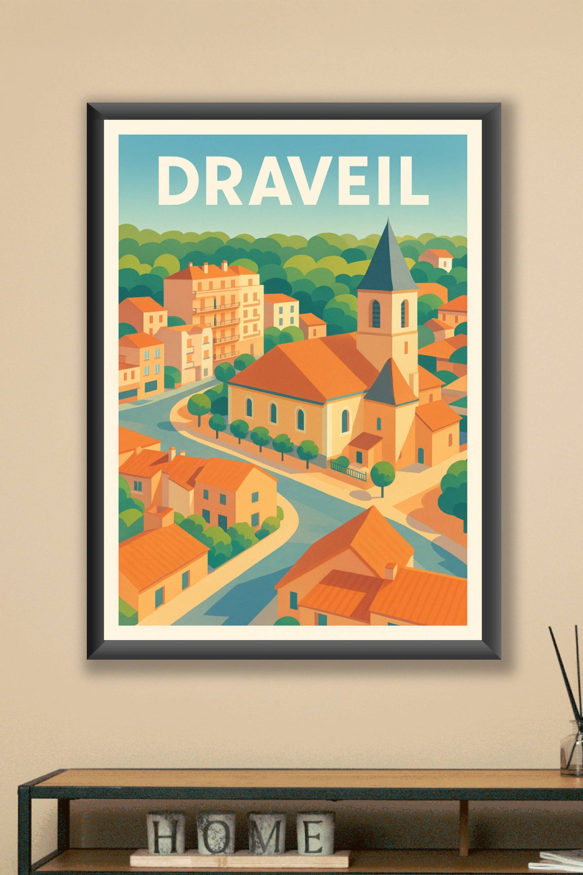 Affiche Draveil — Charme et harmonie villageoise · poster d'art de Draveil