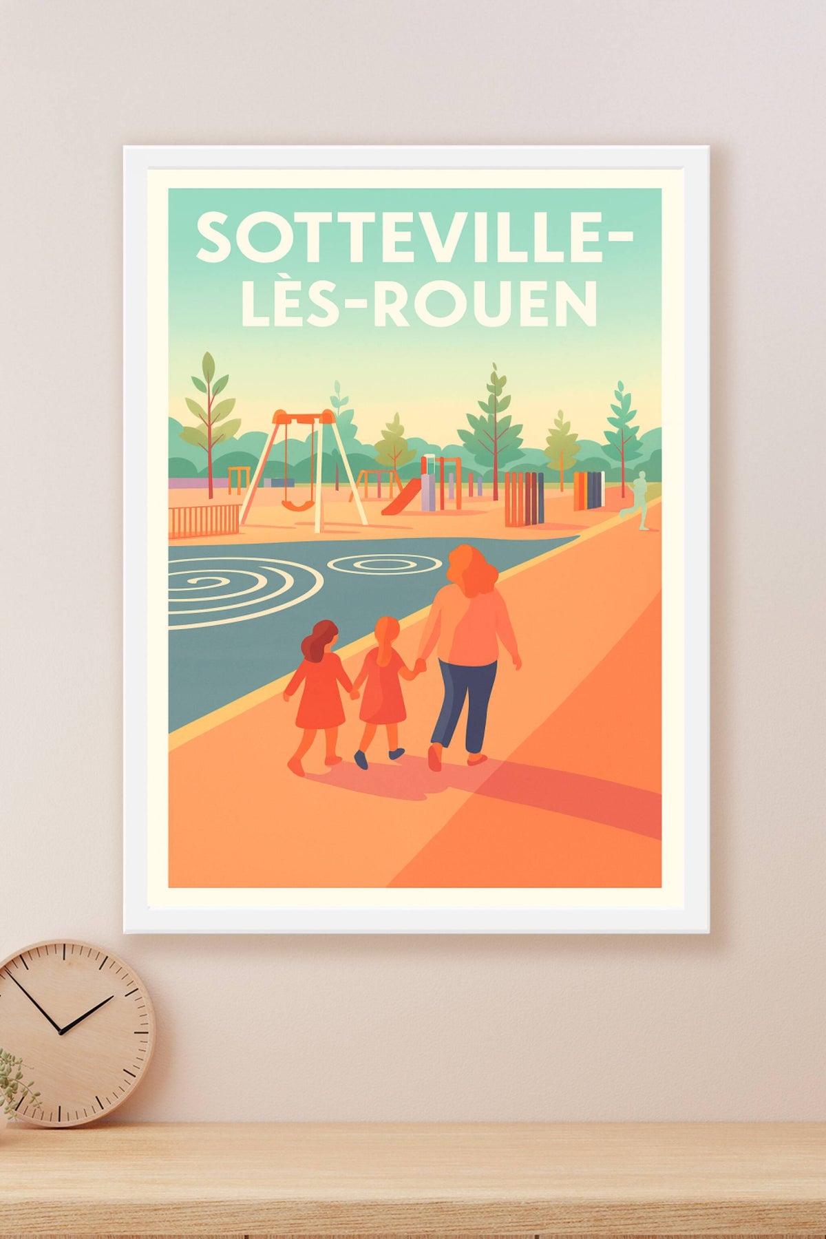 Affiche Sotteville-lès-Rouen — Moments de détente en famille · poster d'art de Sotteville-lès-Rouen