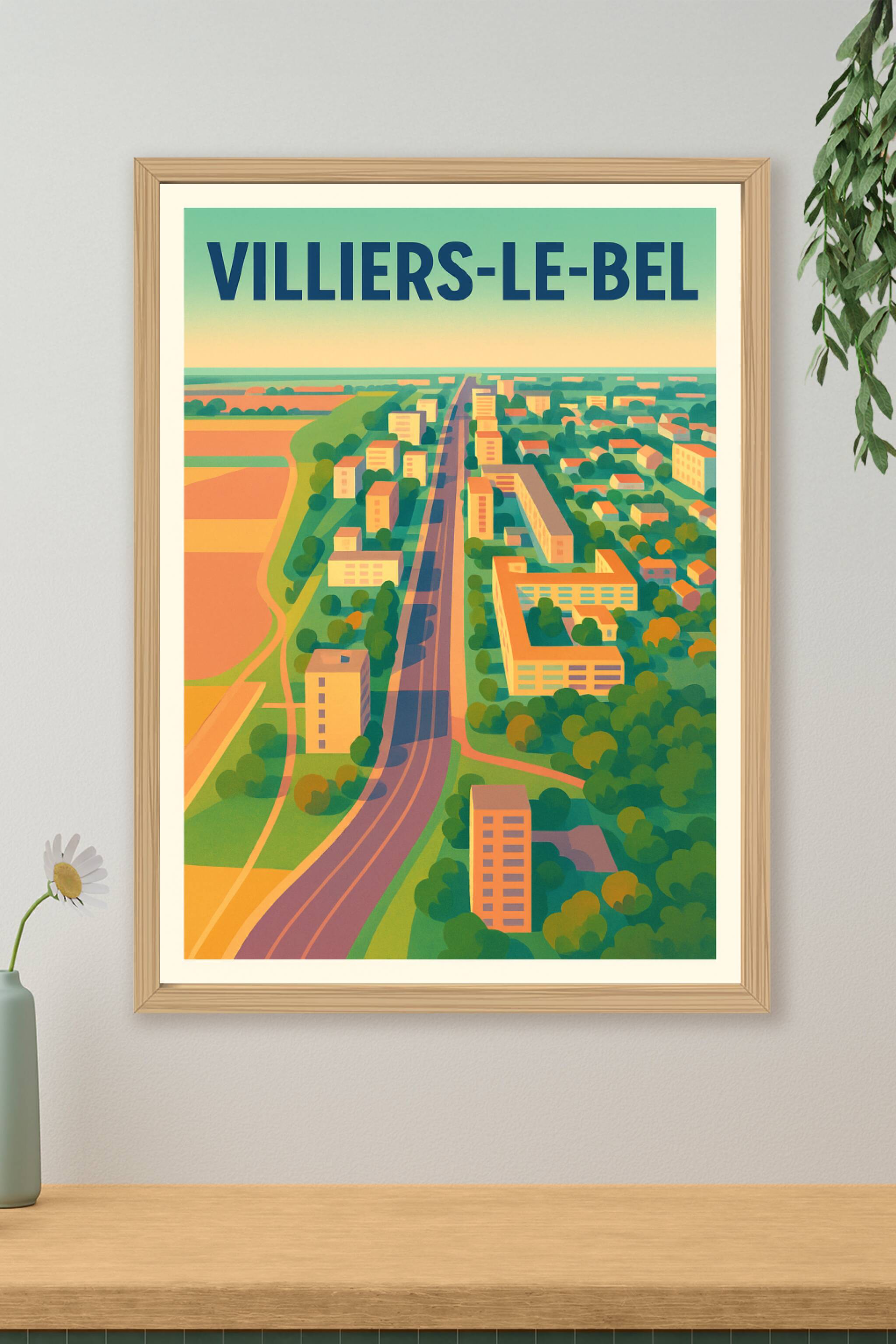 Affiche de Villiers-le-Bel - Panorama coloré de la banlieue parisienne