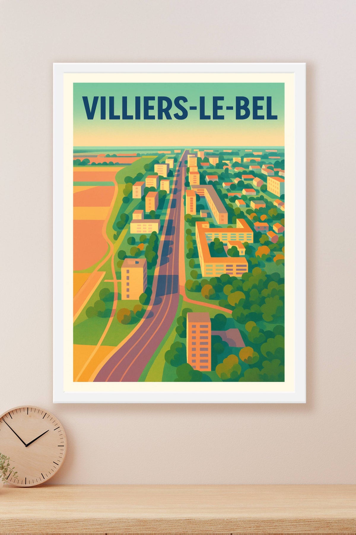 Affiche Villiers-le-Bel — Panorama coloré de la banlieue parisienne · poster d'art de Villiers-le-Bel