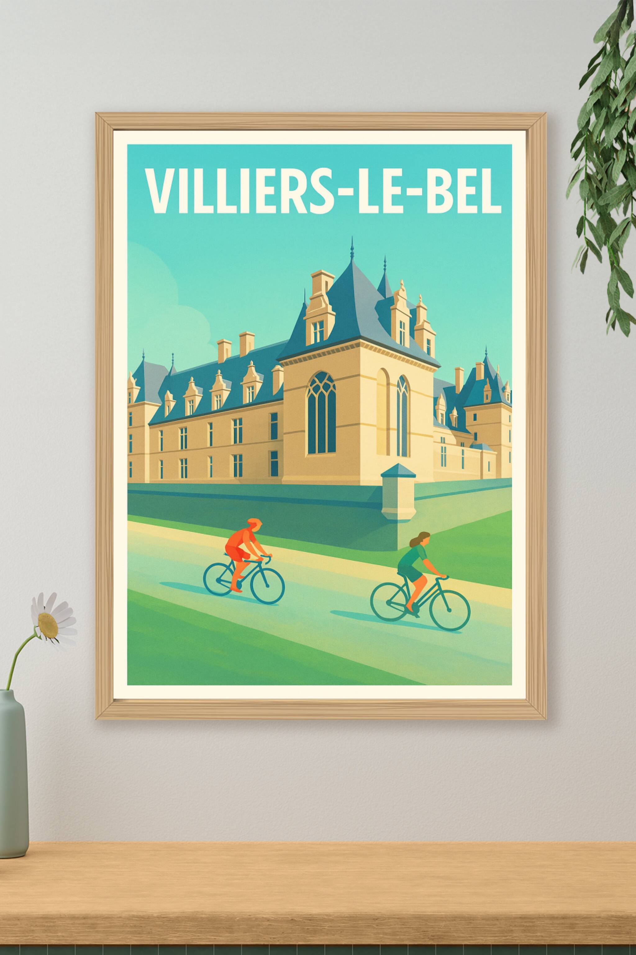 Affiche de Villiers-le-Bel - Élégance à vélo au cœur du patrimoine