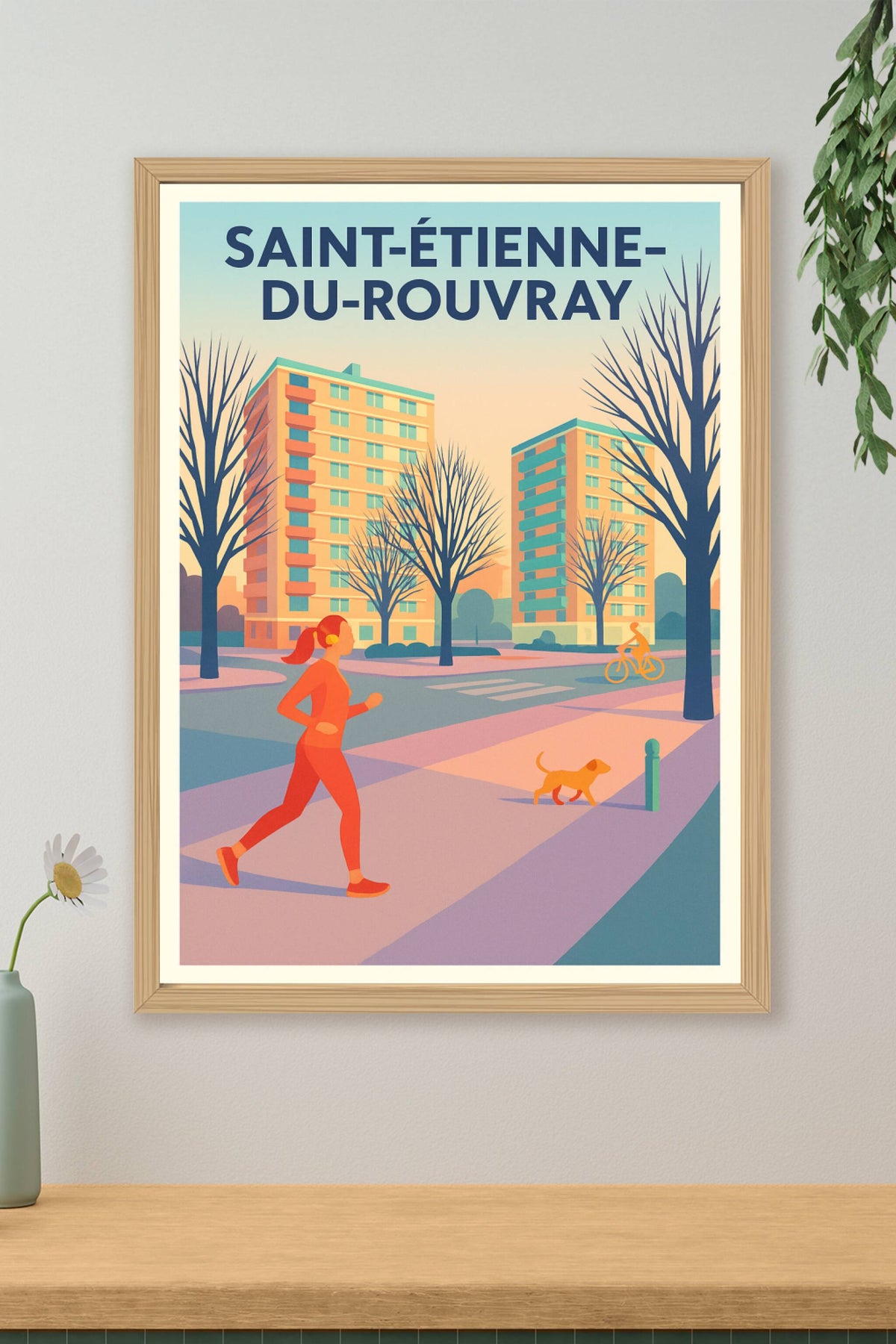 Affiche Saint-Étienne-du-Rouvray — Vie urbaine en douceur · poster d'art de Saint-Étienne-du-Rouvray