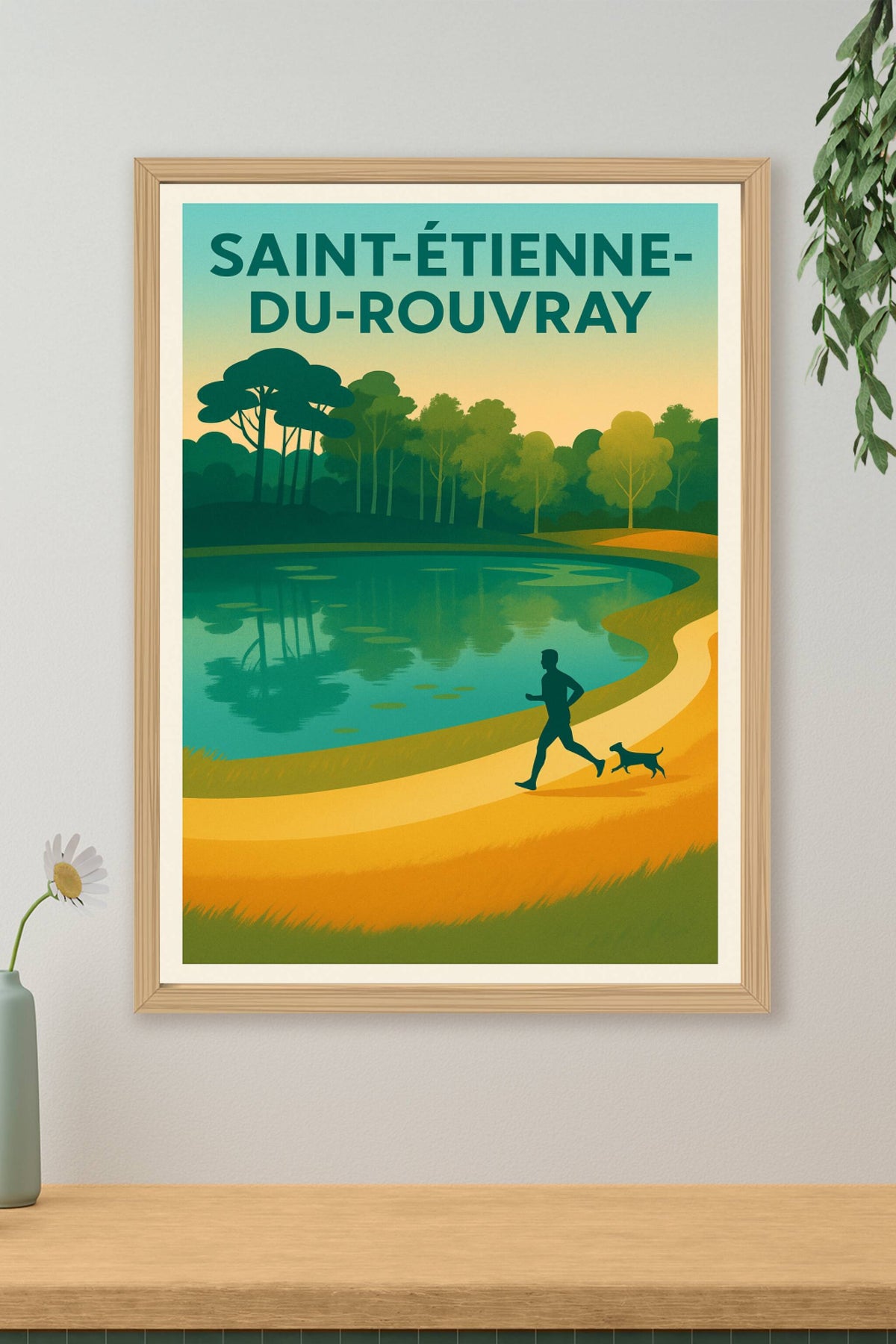 Affiche Saint-Étienne-du-Rouvray — Balade matinale au bord de l'eau · poster d'art de Saint-Étienne-du-Rouvray