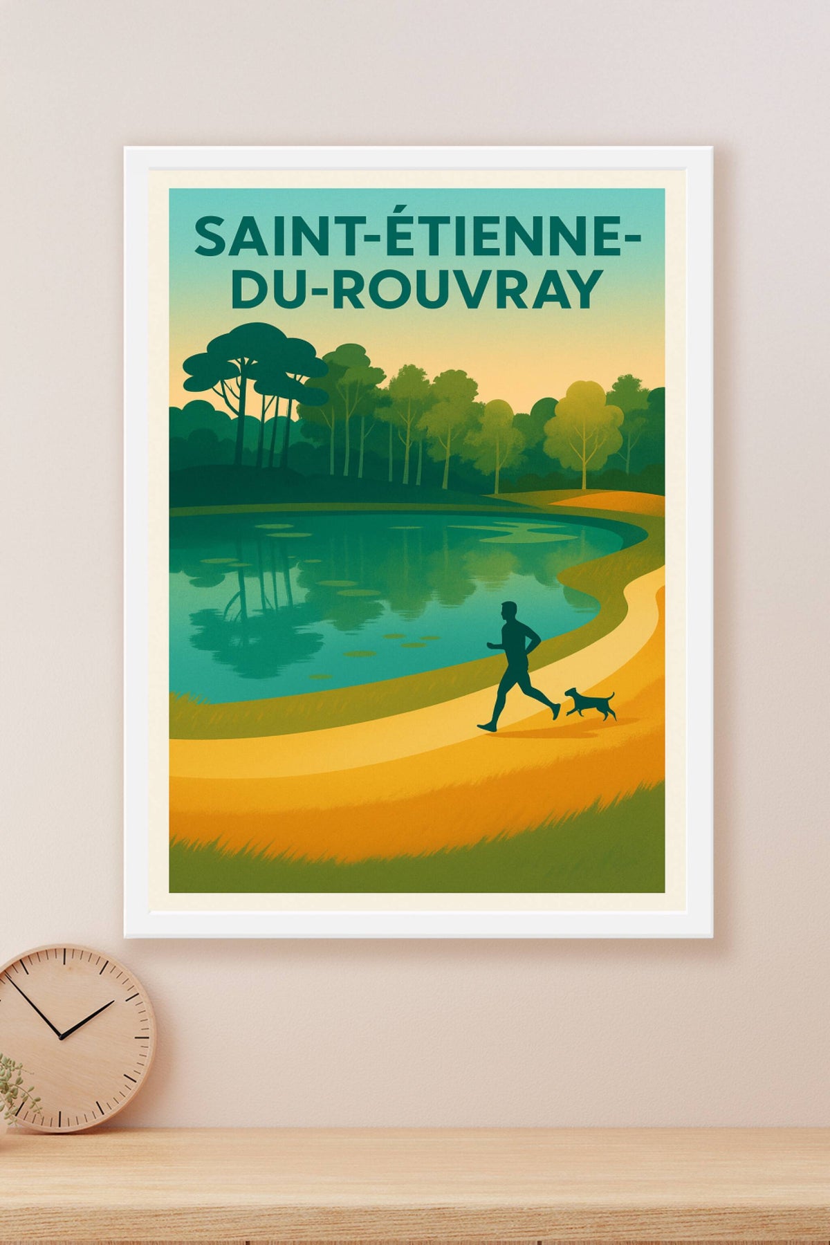 Affiche Saint-Étienne-du-Rouvray — Balade matinale au bord de l'eau · poster d'art de Saint-Étienne-du-Rouvray