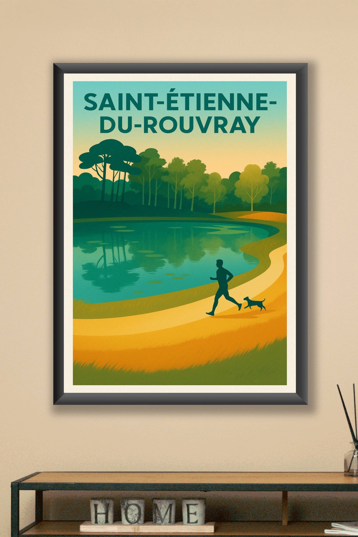 Affiche Saint-Étienne-du-Rouvray — Balade matinale au bord de l'eau · poster d'art de Saint-Étienne-du-Rouvray