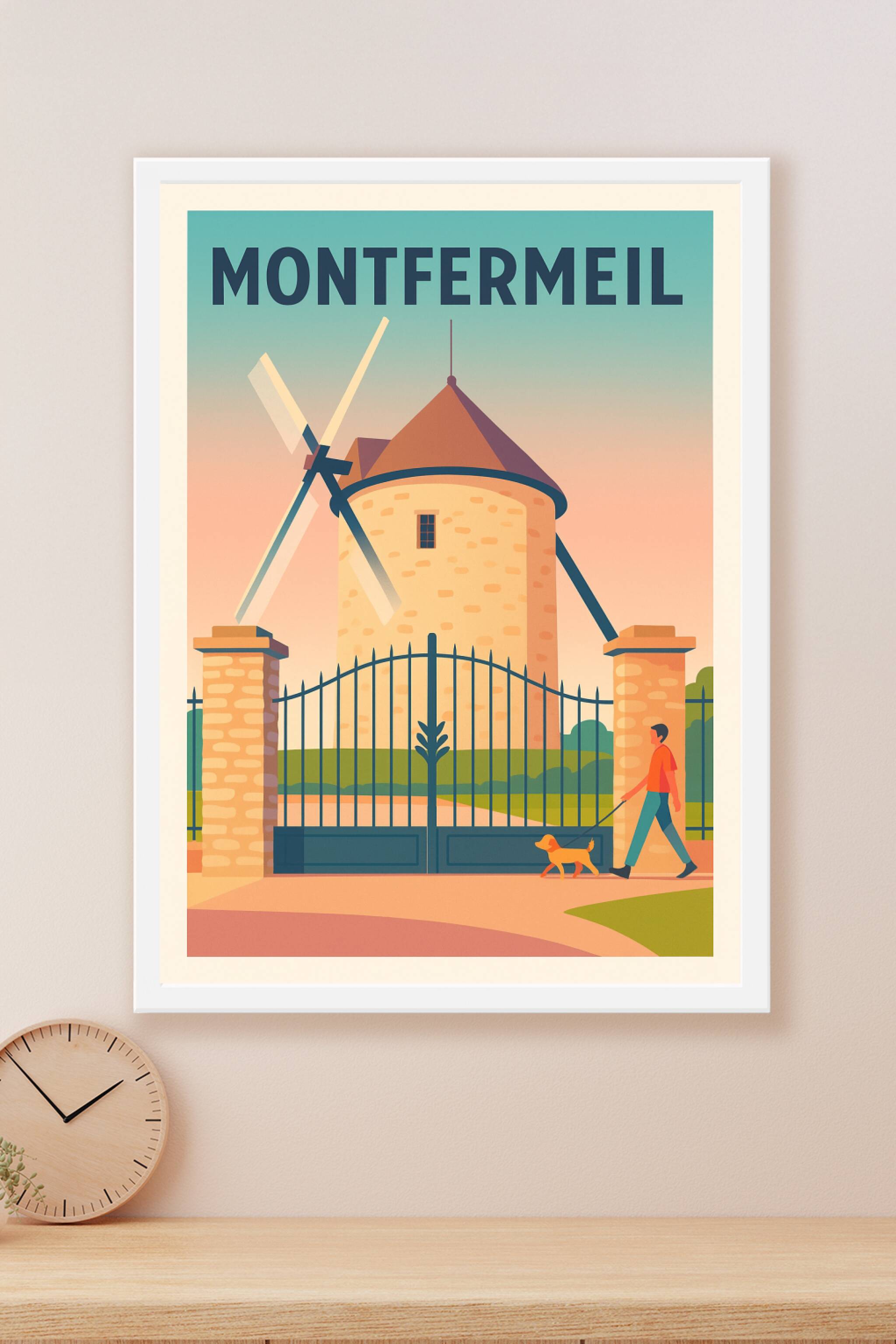 Affiche Montfermeil — Charme et sérénité au moulin historique · poster d'art de Montfermeil