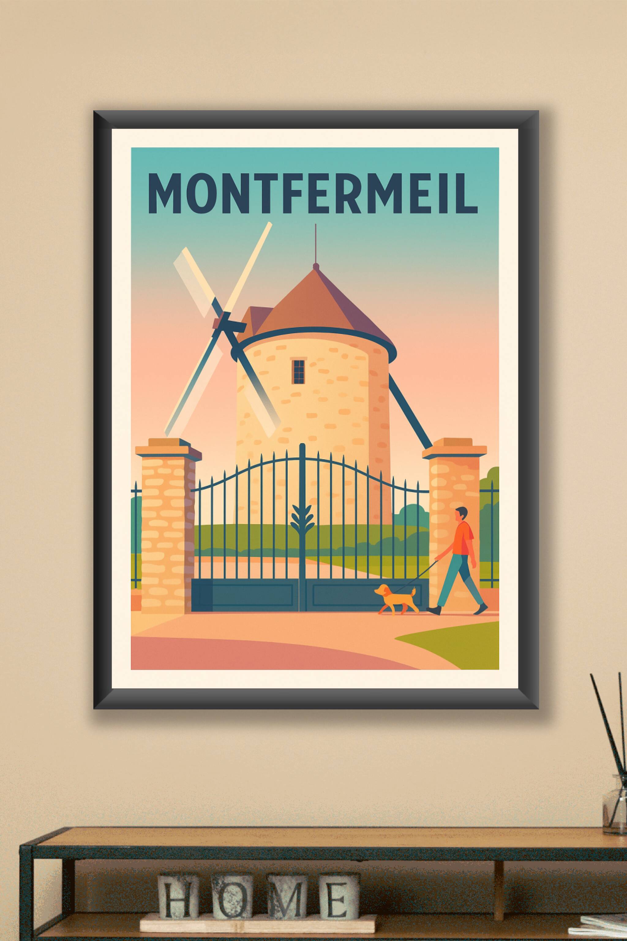 Affiche Montfermeil — Charme et sérénité au moulin historique · poster d'art de Montfermeil