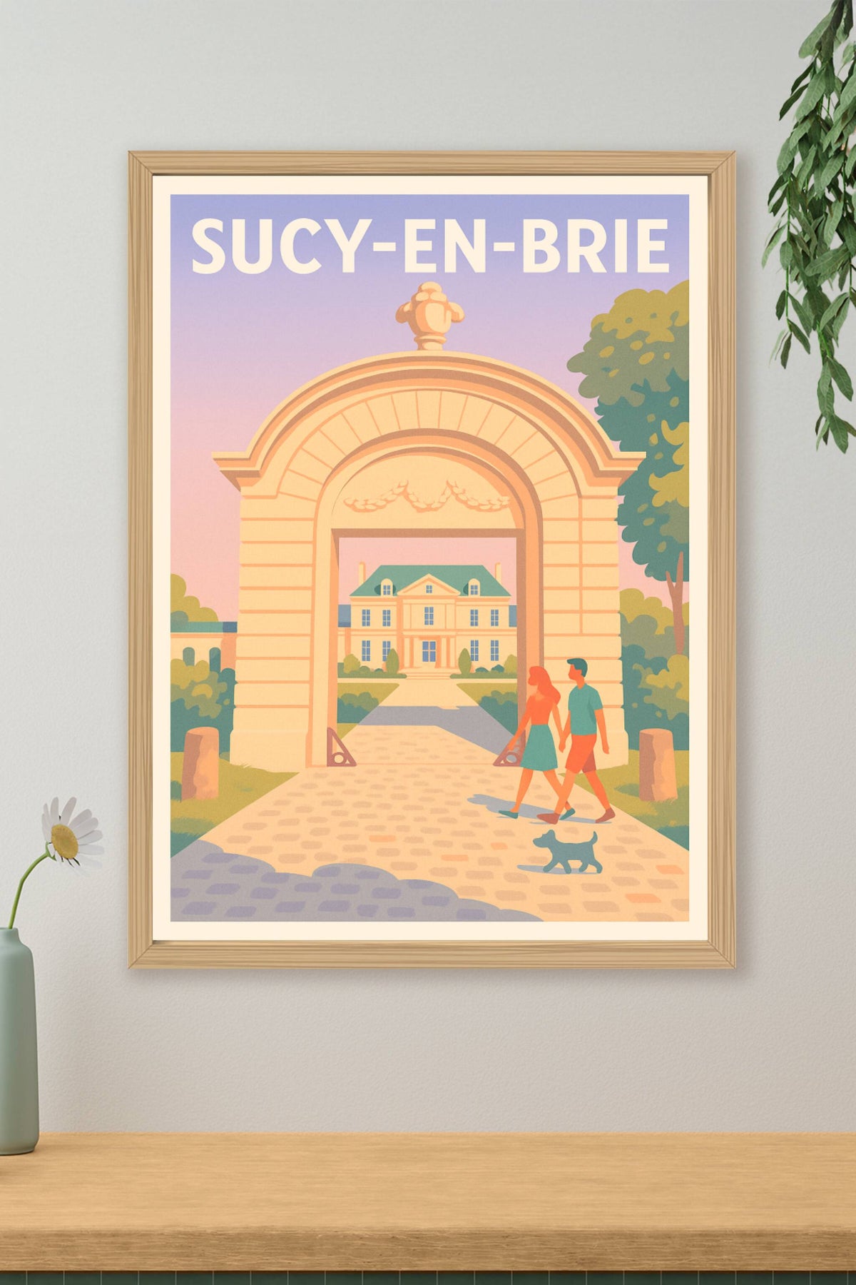 Affiche Sucy-en-Brie — Promenade romantique sous l'arche historique · poster d'art de Sucy-en-Brie