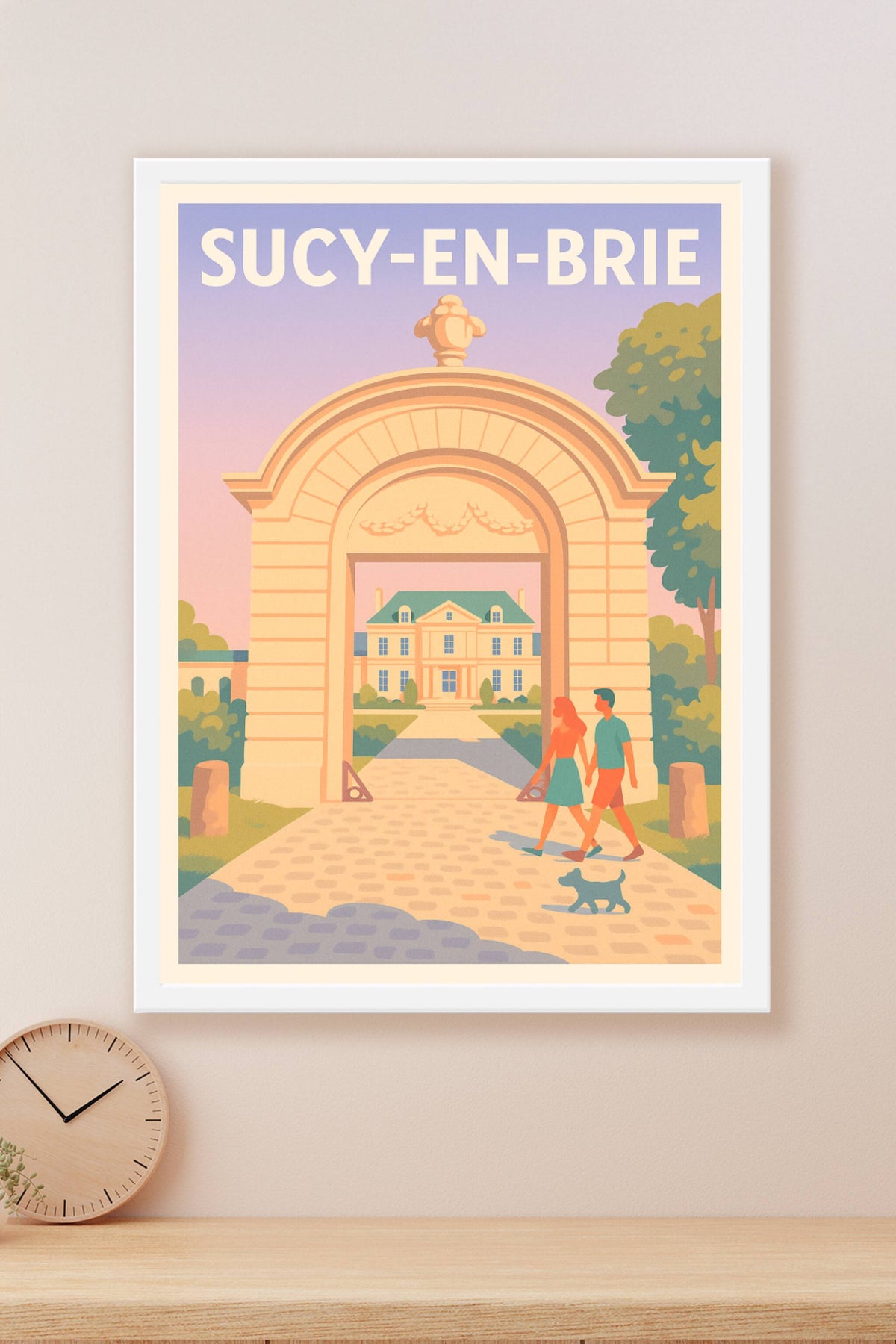 Affiche Sucy-en-Brie — Promenade romantique sous l'arche historique · poster d'art de Sucy-en-Brie