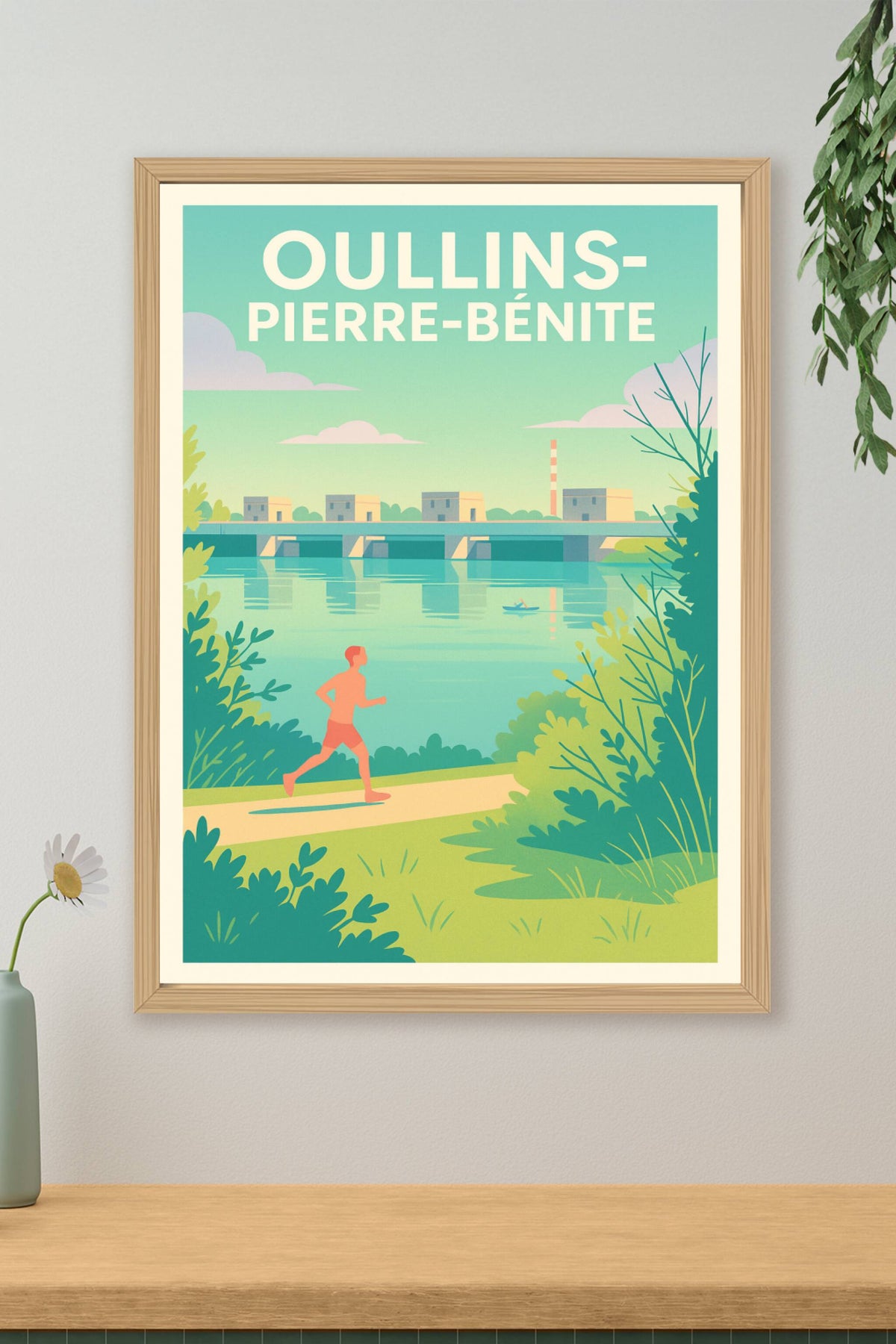 Affiche Oullins-Pierre-Bénite — Sérénité au bord de l'eau · poster d'art de Oullins-Pierre-Bénite