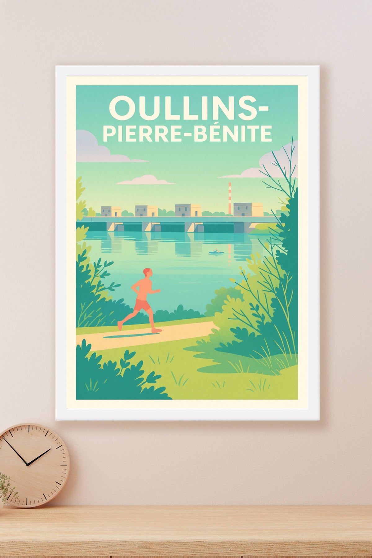 Affiche Oullins-Pierre-Bénite — Sérénité au bord de l'eau · poster d'art de Oullins-Pierre-Bénite