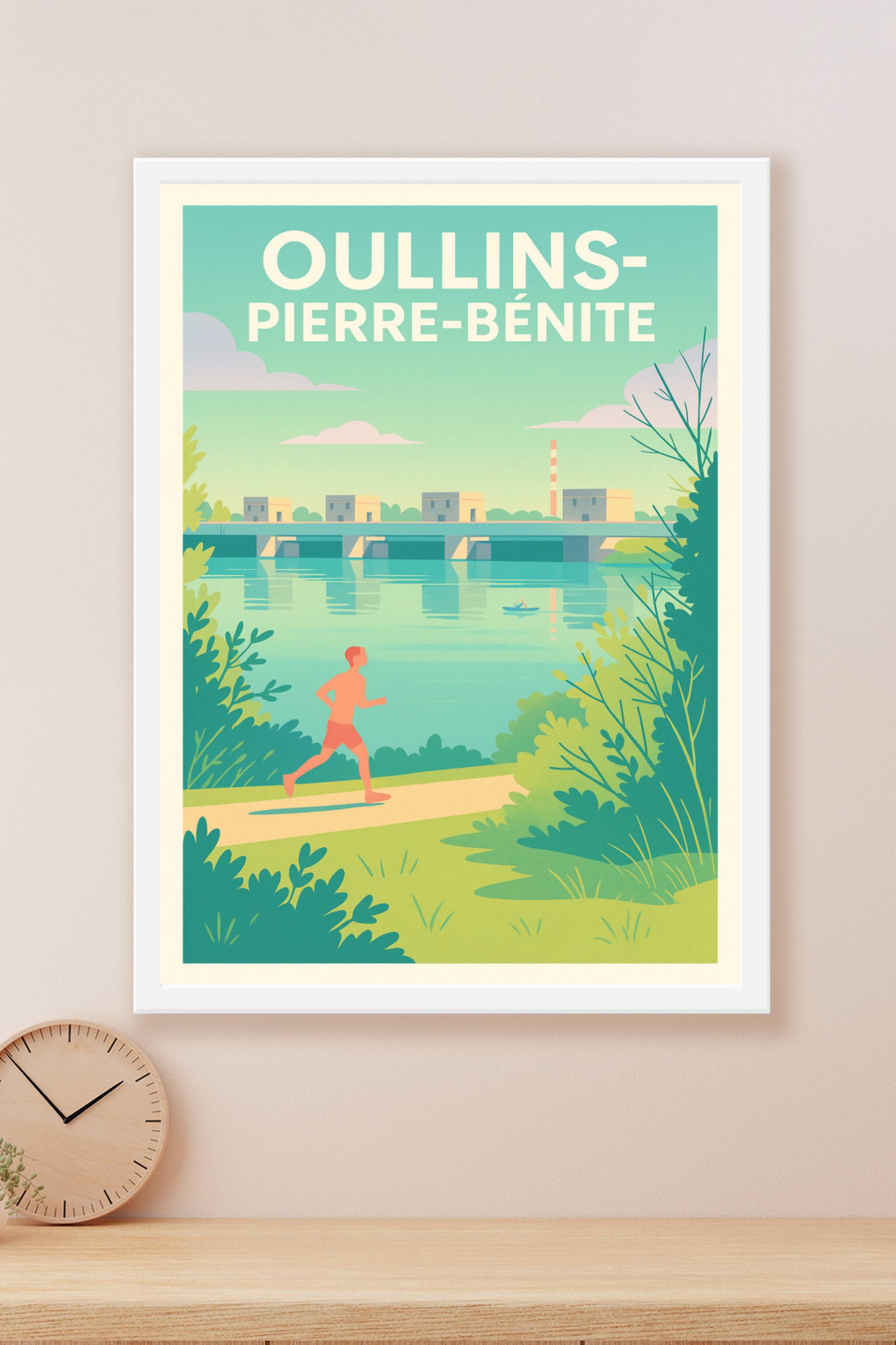 Affiche Oullins-Pierre-Bénite — Sérénité au bord de l'eau · poster d'art de Oullins-Pierre-Bénite