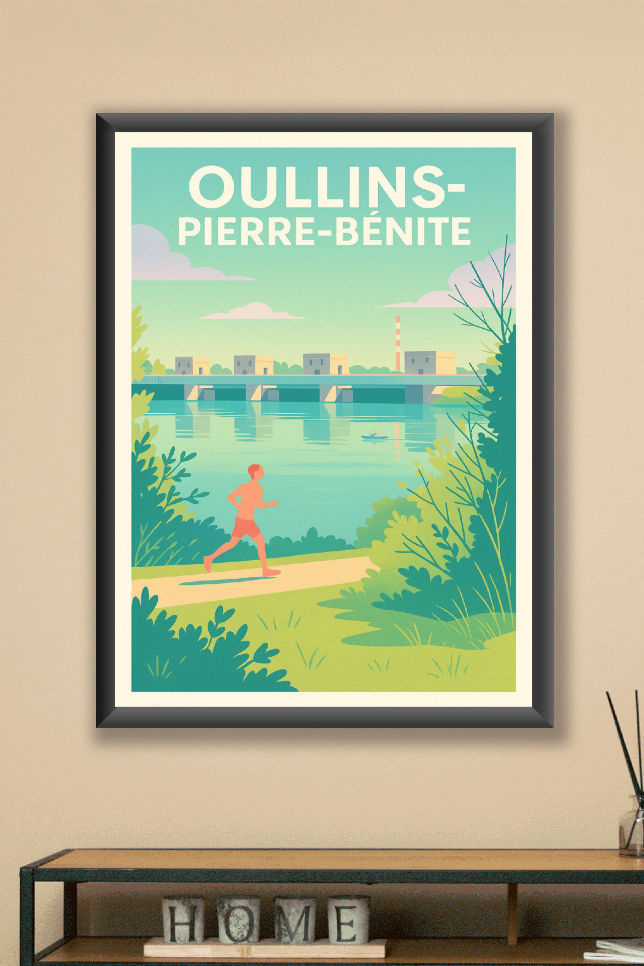 Affiche Oullins-Pierre-Bénite — Sérénité au bord de l'eau · poster d'art de Oullins-Pierre-Bénite