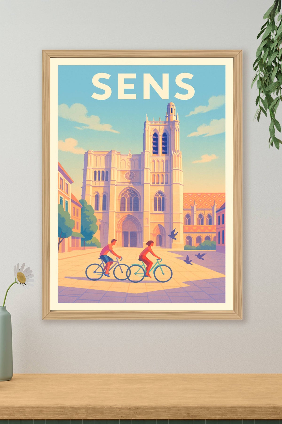 Affiche Sens — Évasion à vélo au cœur de la vieille ville · poster d'art de Sens