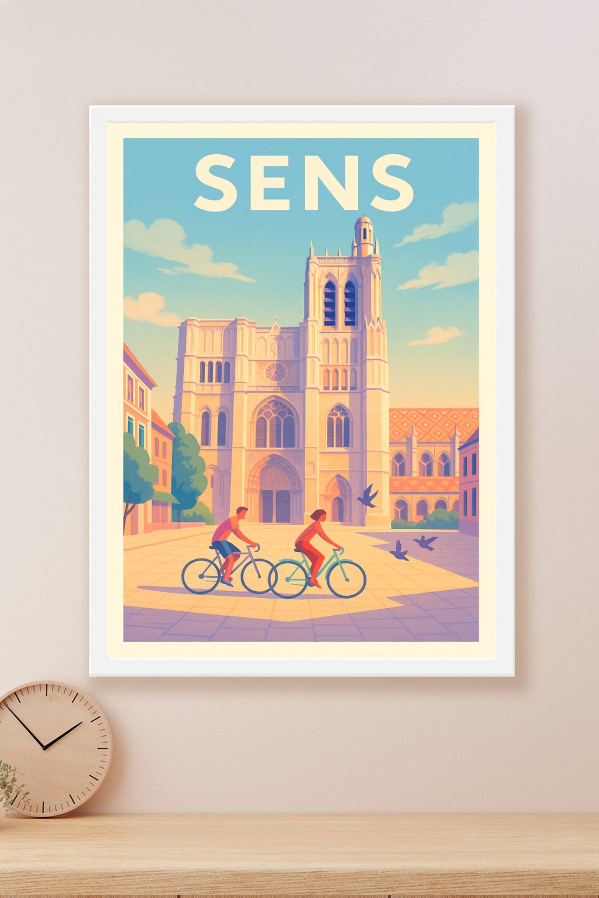 Affiche Sens — Évasion à vélo au cœur de la vieille ville · poster d'art de Sens