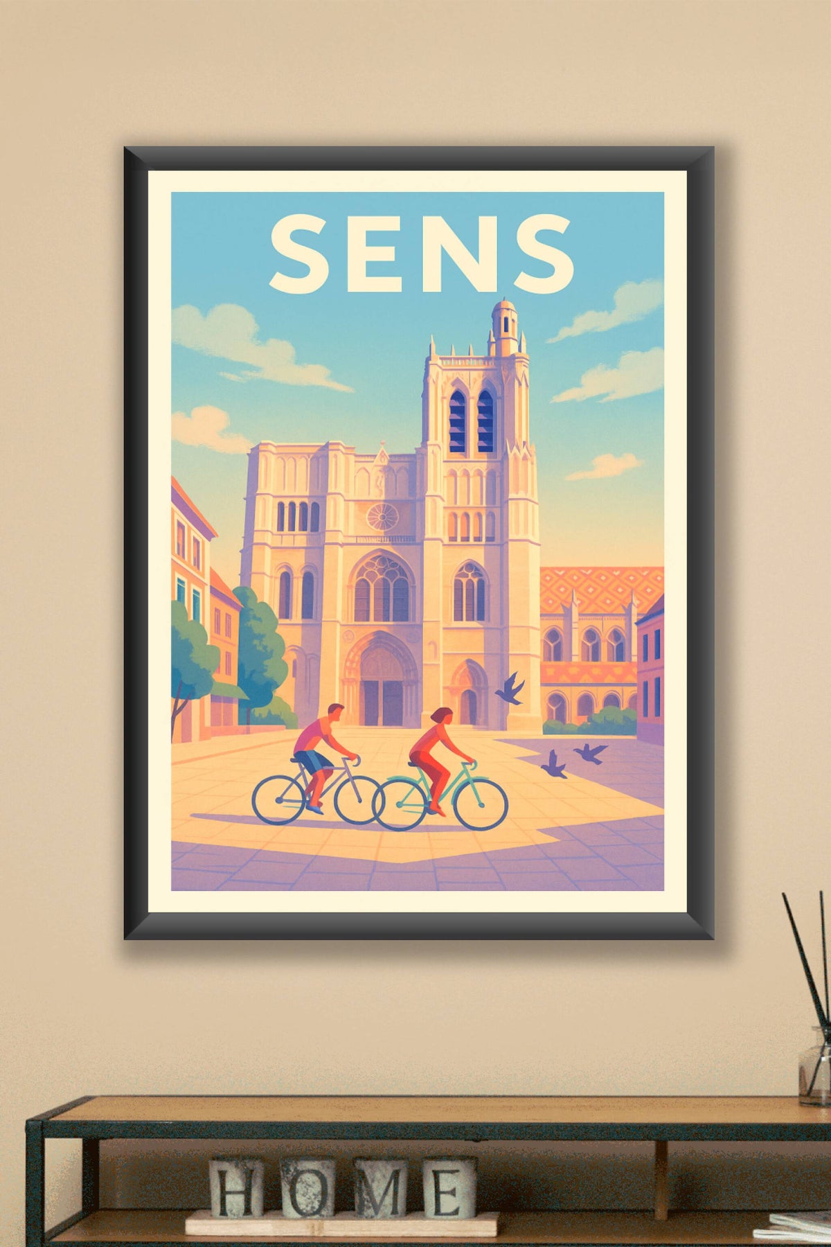 Affiche Sens — Évasion à vélo au cœur de la vieille ville · poster d'art de Sens
