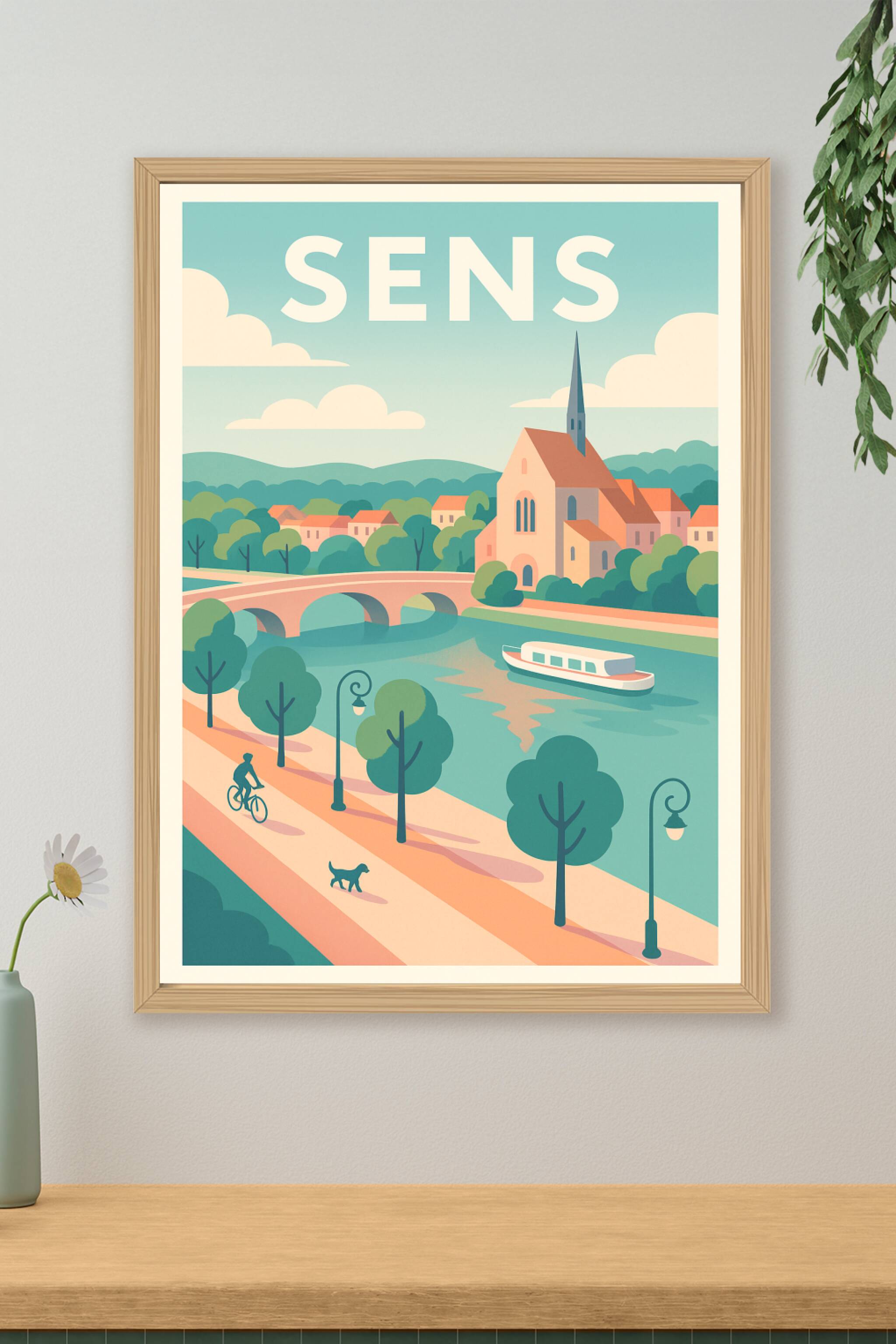 Affiche de Sens - Charme et sérénité au bord de l'eau
