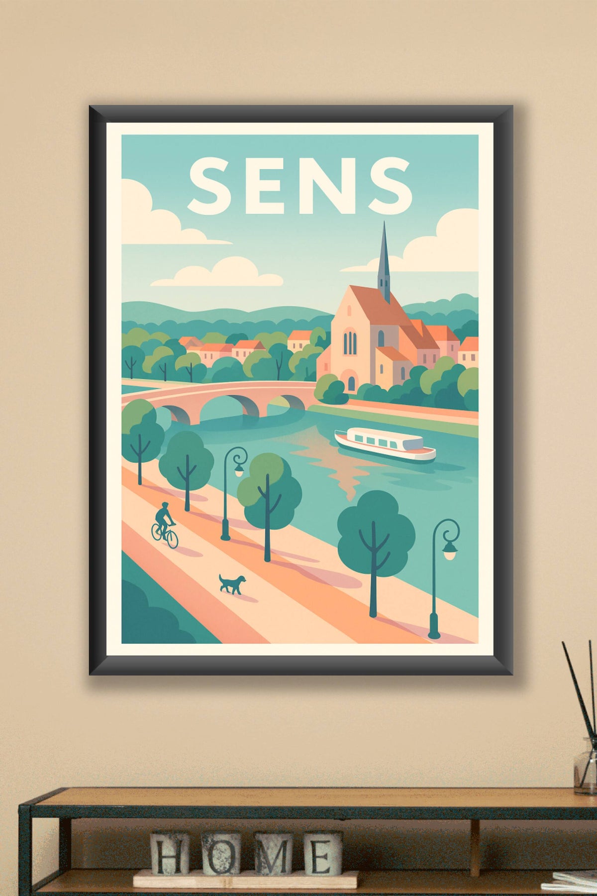 Affiche Sens — Charme et sérénité au bord de l'eau · poster d'art de Sens