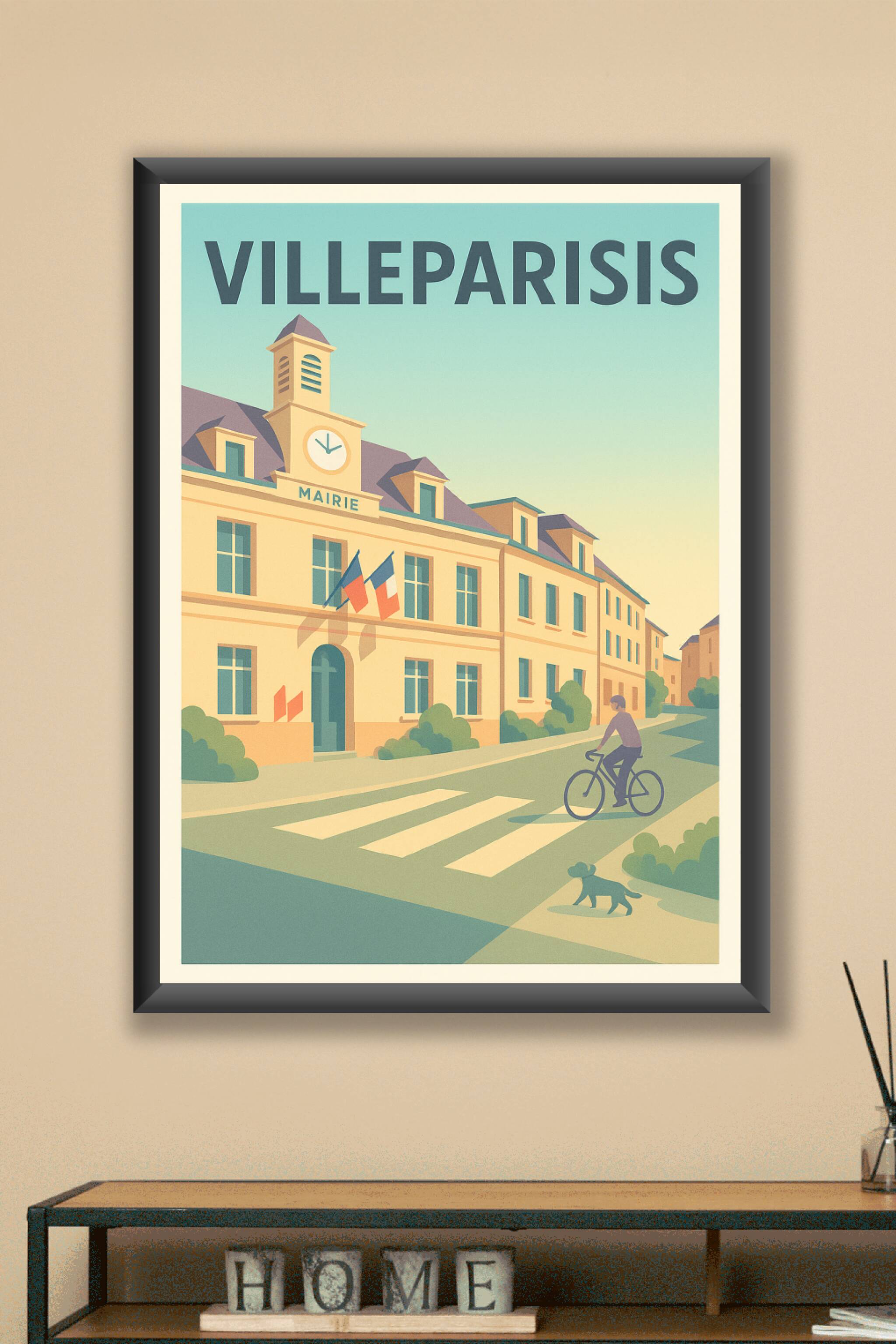 Affiche Paris — Charme et douceur au coin de la mairie · poster d'art de Paris