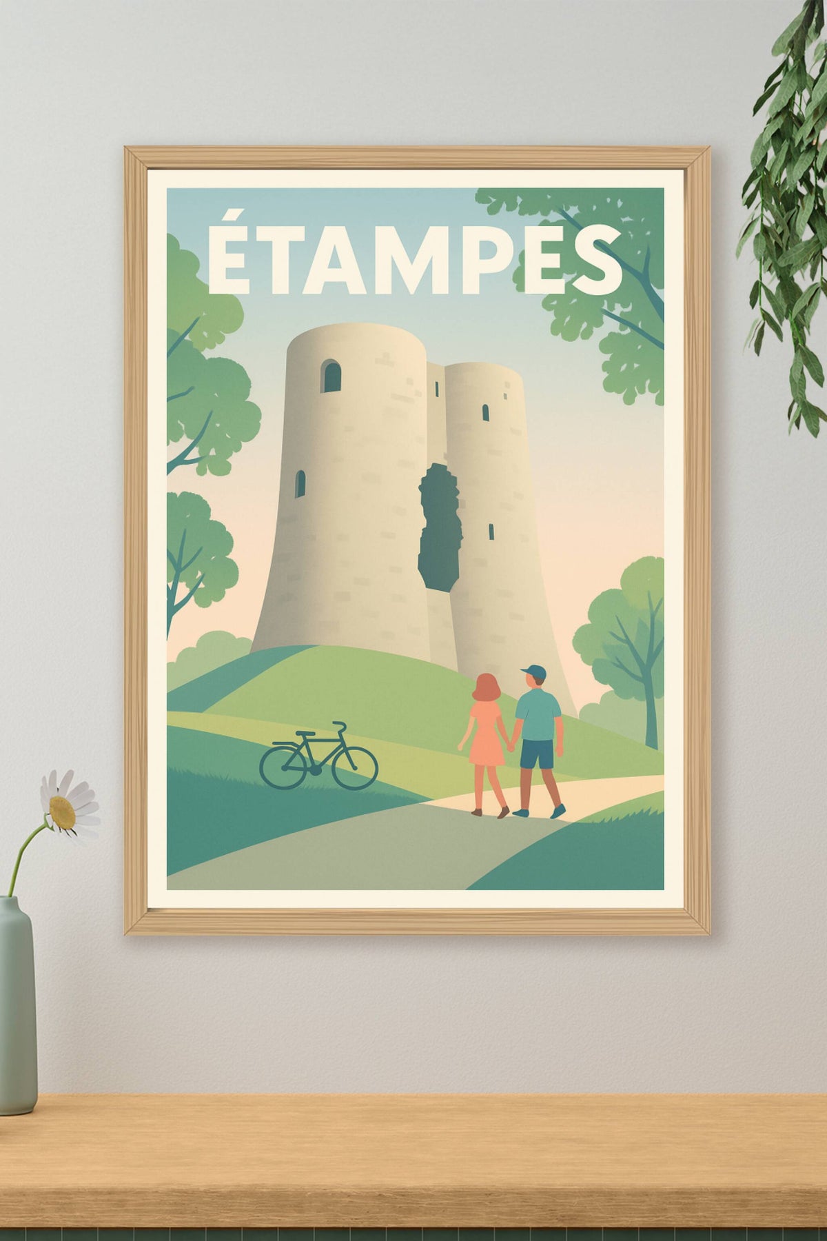 Affiche Étampes — Promenade romantique au pied du Donjon · poster d'art de Étampes