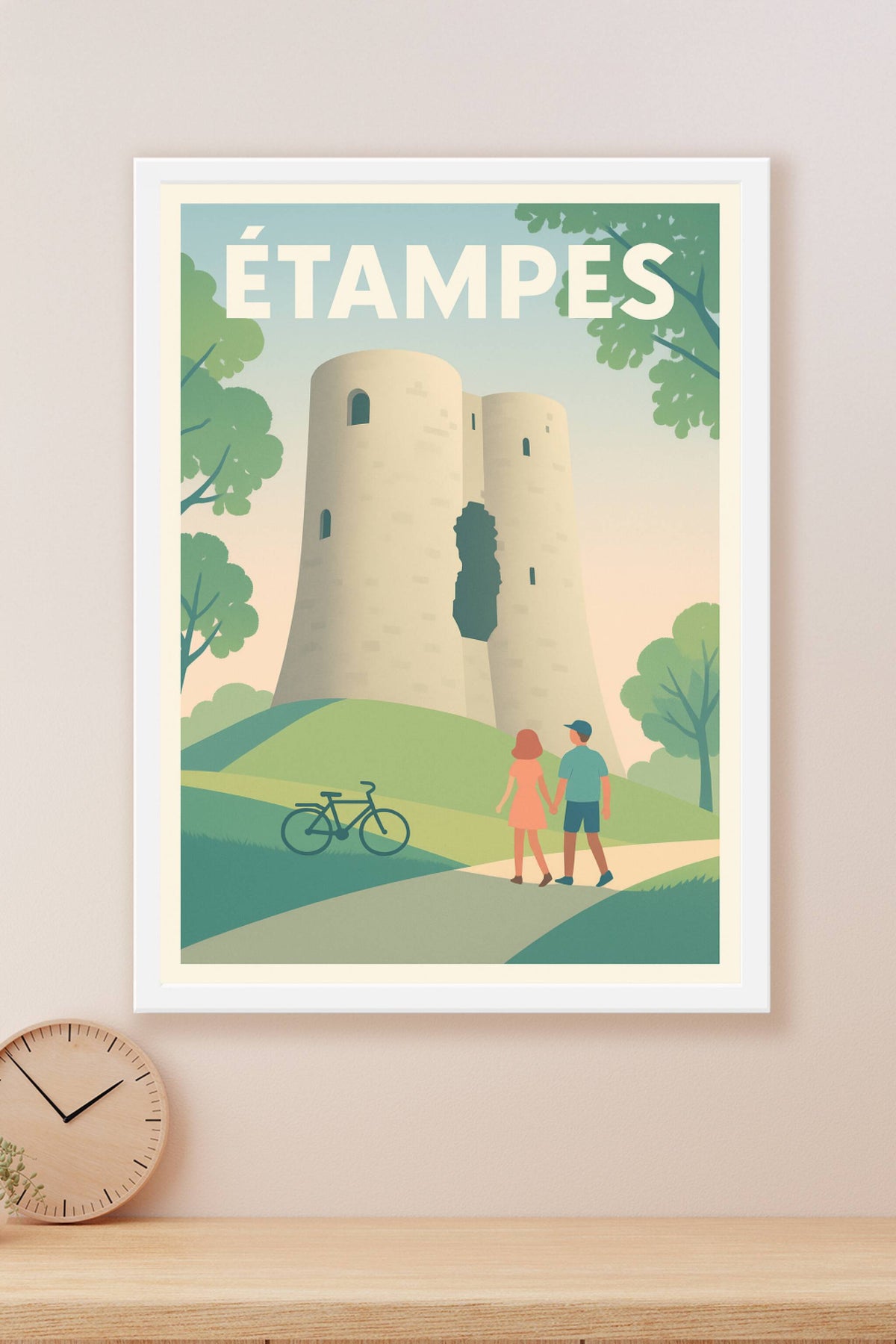 Affiche Étampes — Promenade romantique au pied du Donjon · poster d'art de Étampes