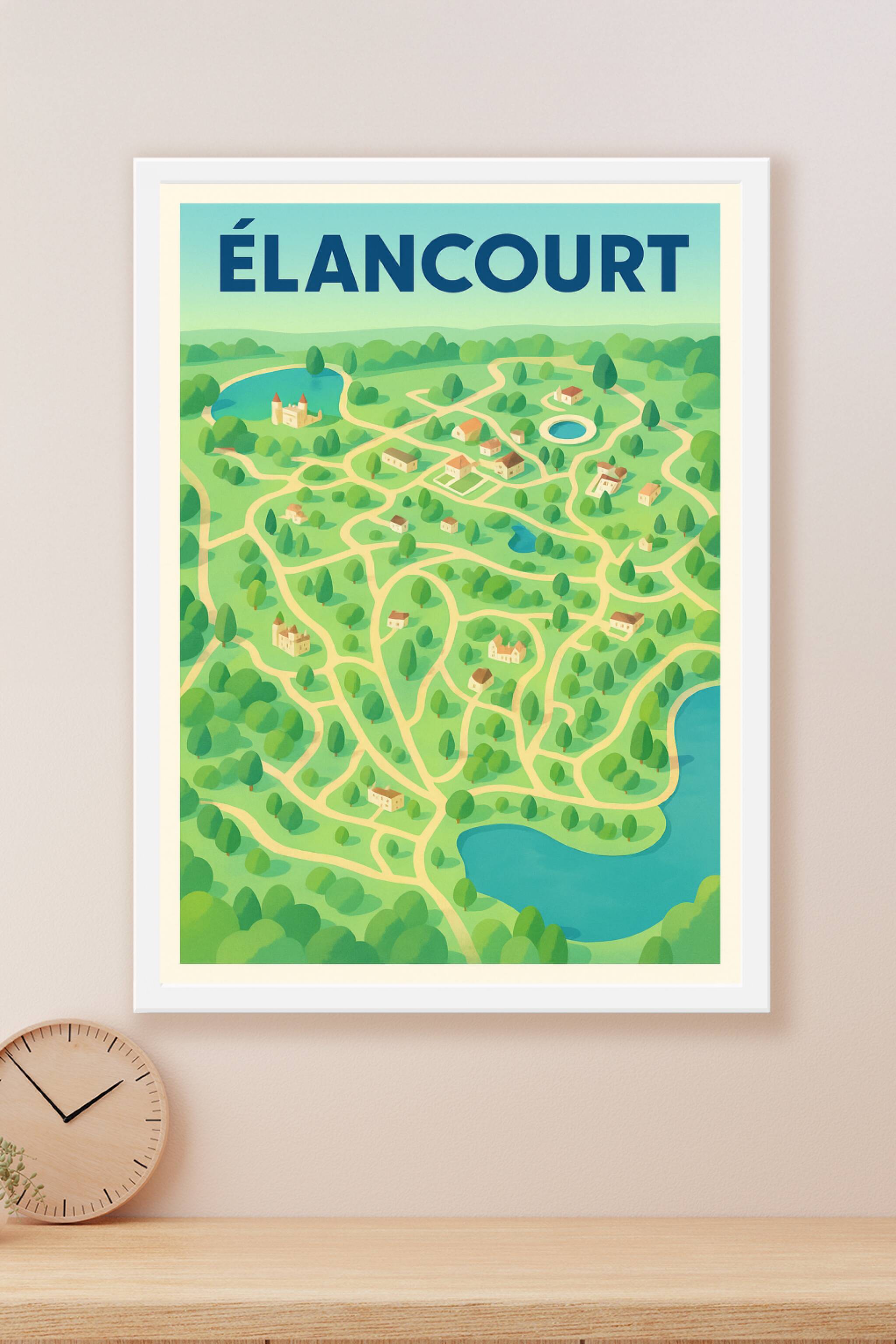 Affiche Élancourt — Carte illustrative d'un havre de verdure · poster d'art de Élancourt