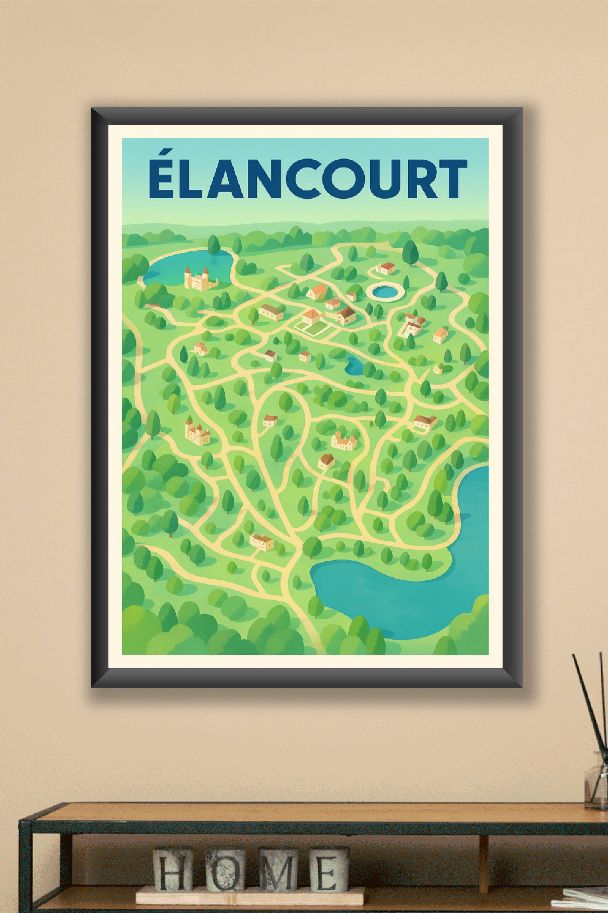 Affiche Élancourt — Carte illustrative d'un havre de verdure · poster d'art de Élancourt