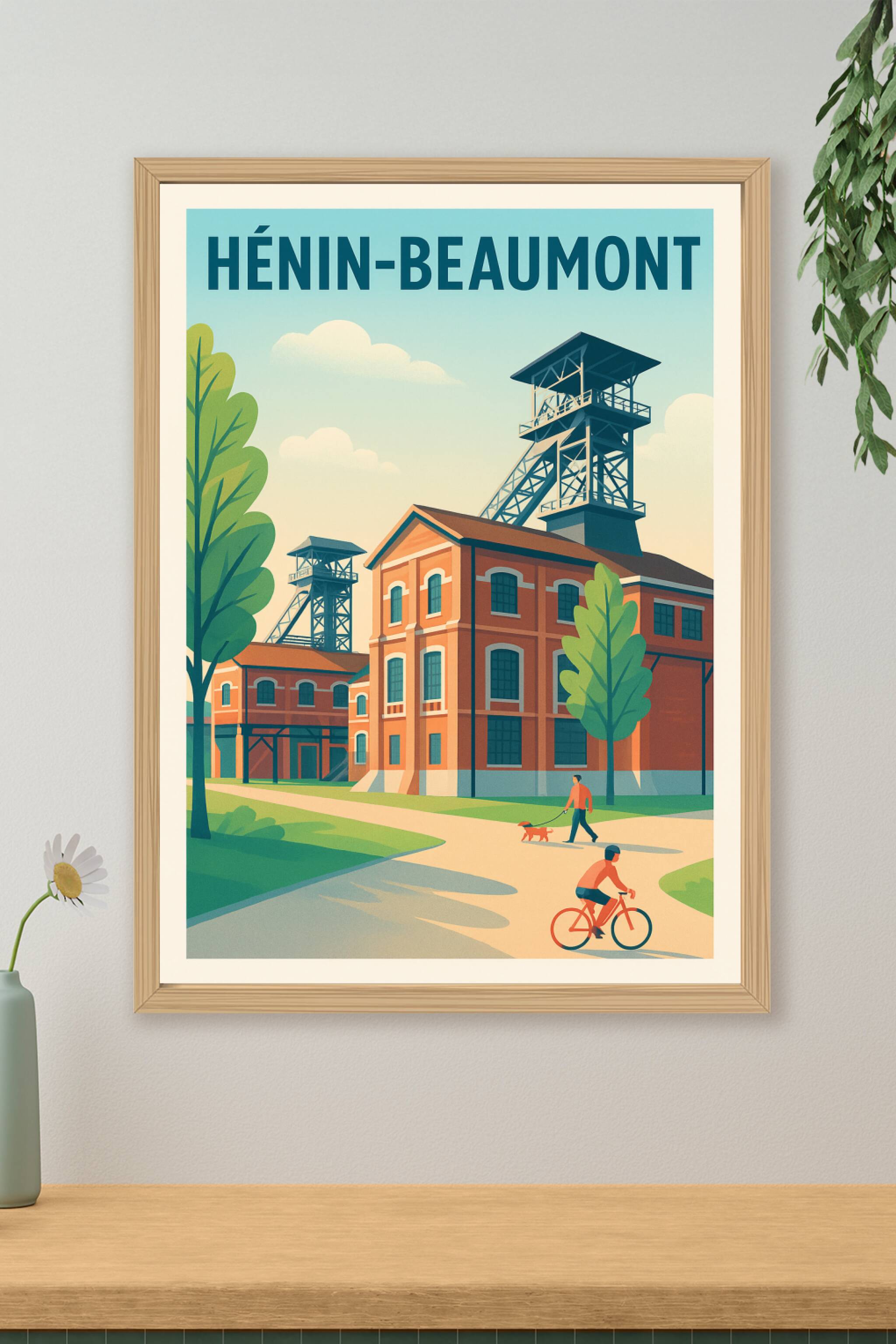 Affiche Hénin-Beaumont — Charme industriel et nature apaisante · poster d'art de Hénin-Beaumont