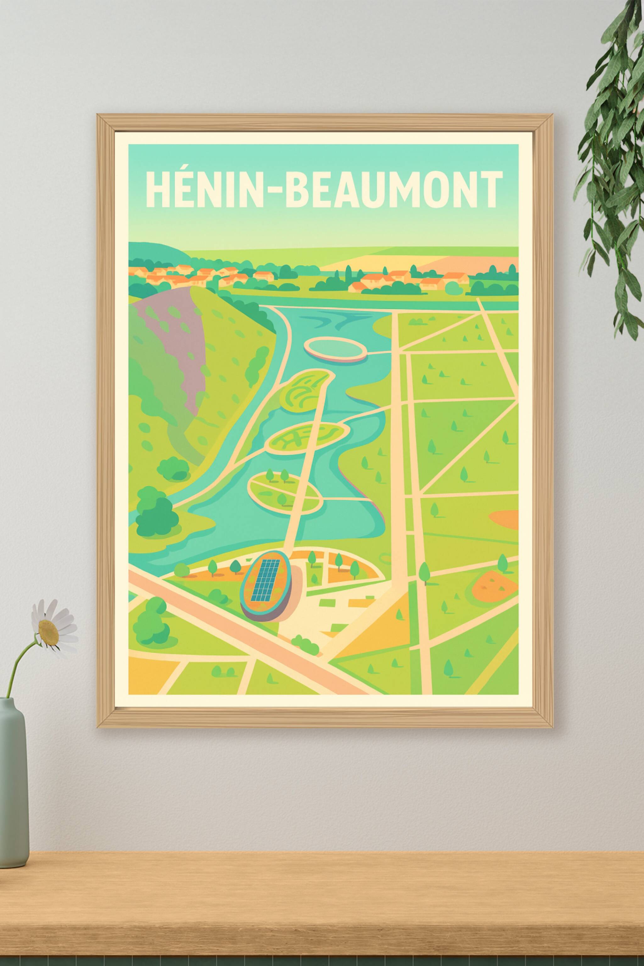Affiche Hénin-Beaumont — Vue emblématique et charme verdoyant · poster d'art de Hénin-Beaumont