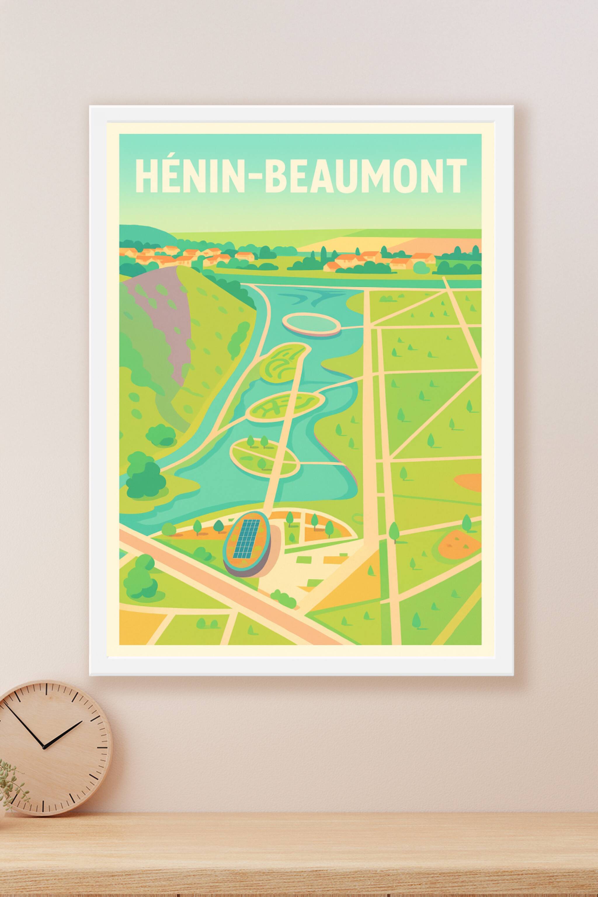 Affiche Hénin-Beaumont — Vue emblématique et charme verdoyant · poster d'art de Hénin-Beaumont