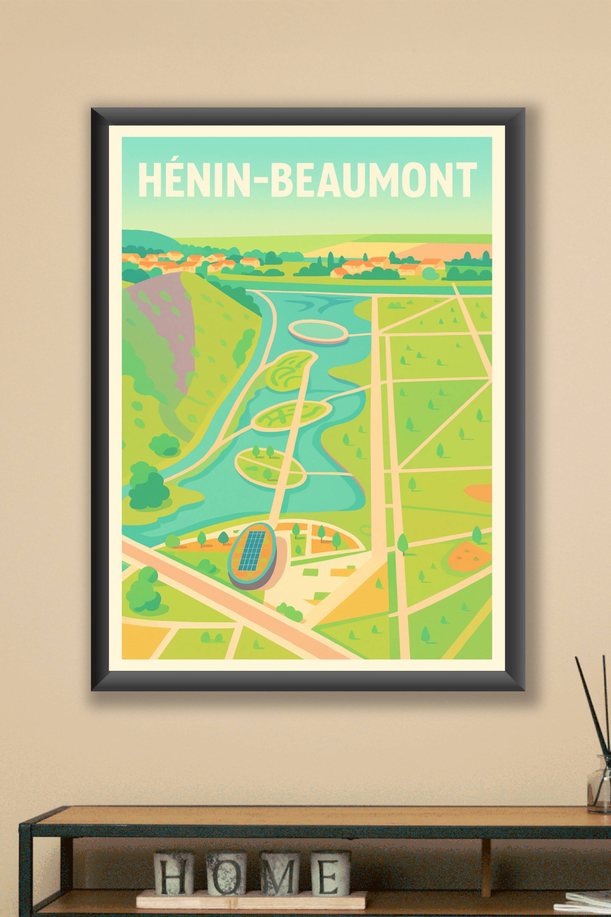 Affiche Hénin-Beaumont — Vue emblématique et charme verdoyant · poster d'art de Hénin-Beaumont