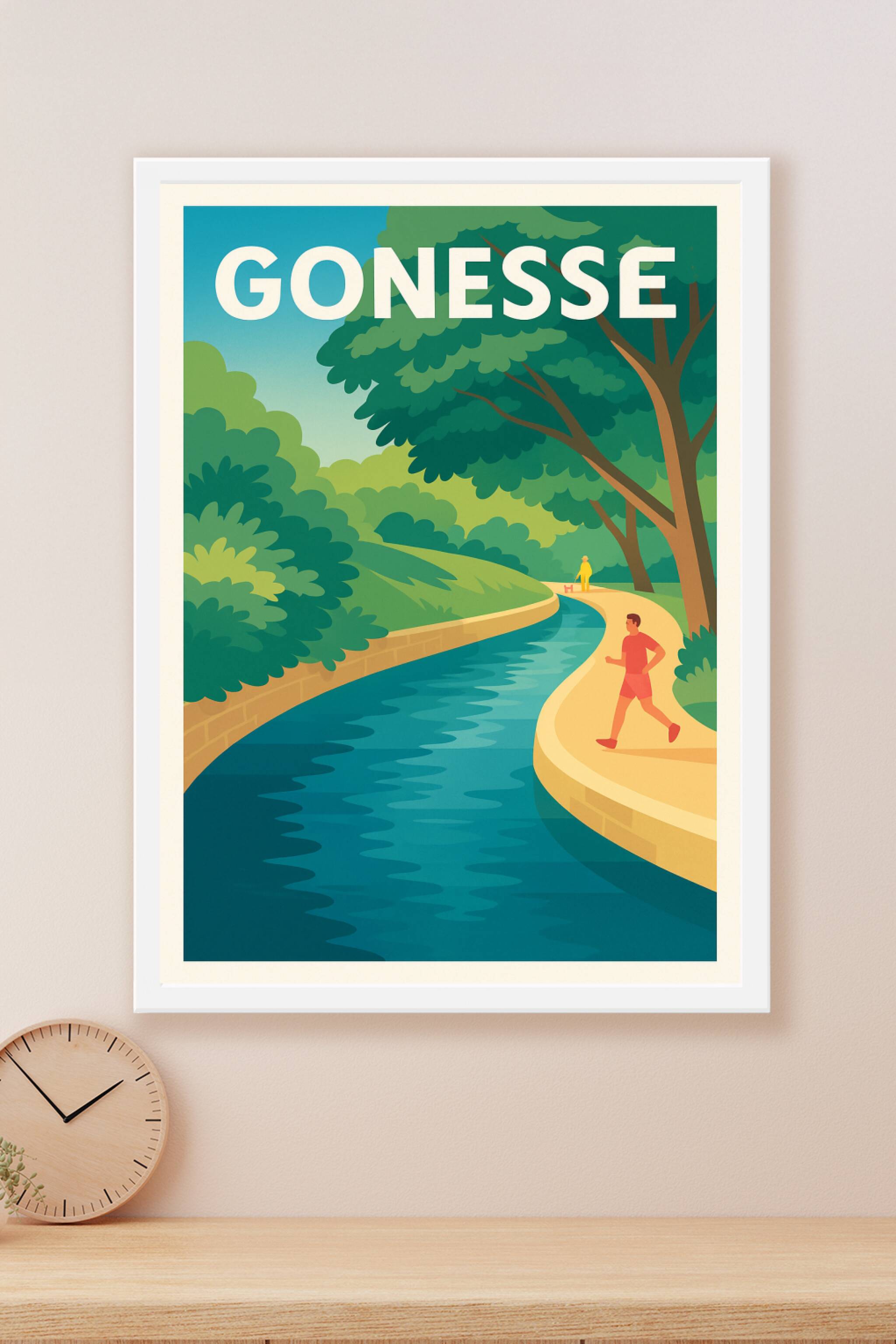 Affiche Gonesse — Promenade bucolique au fil de l'eau · poster d'art de Gonesse