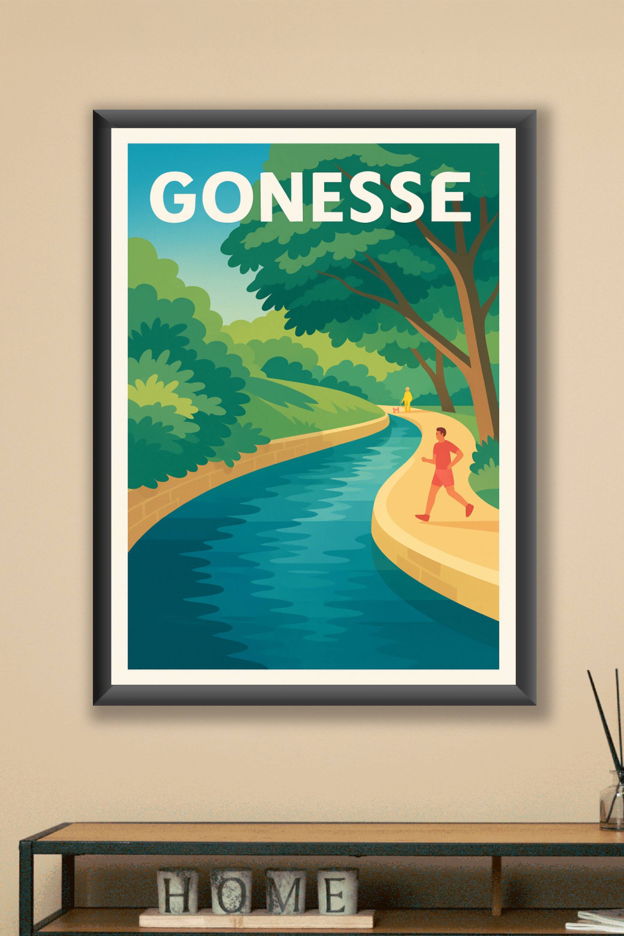 Affiche Gonesse — Promenade bucolique au fil de l'eau · poster d'art de Gonesse